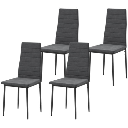 Modern Dining Chairs, Set of 4, High Back Upholstery and Metal Legs for the Living Room, Kitchen, Home Office, Grey Dining Chairs   at Gallery Canada