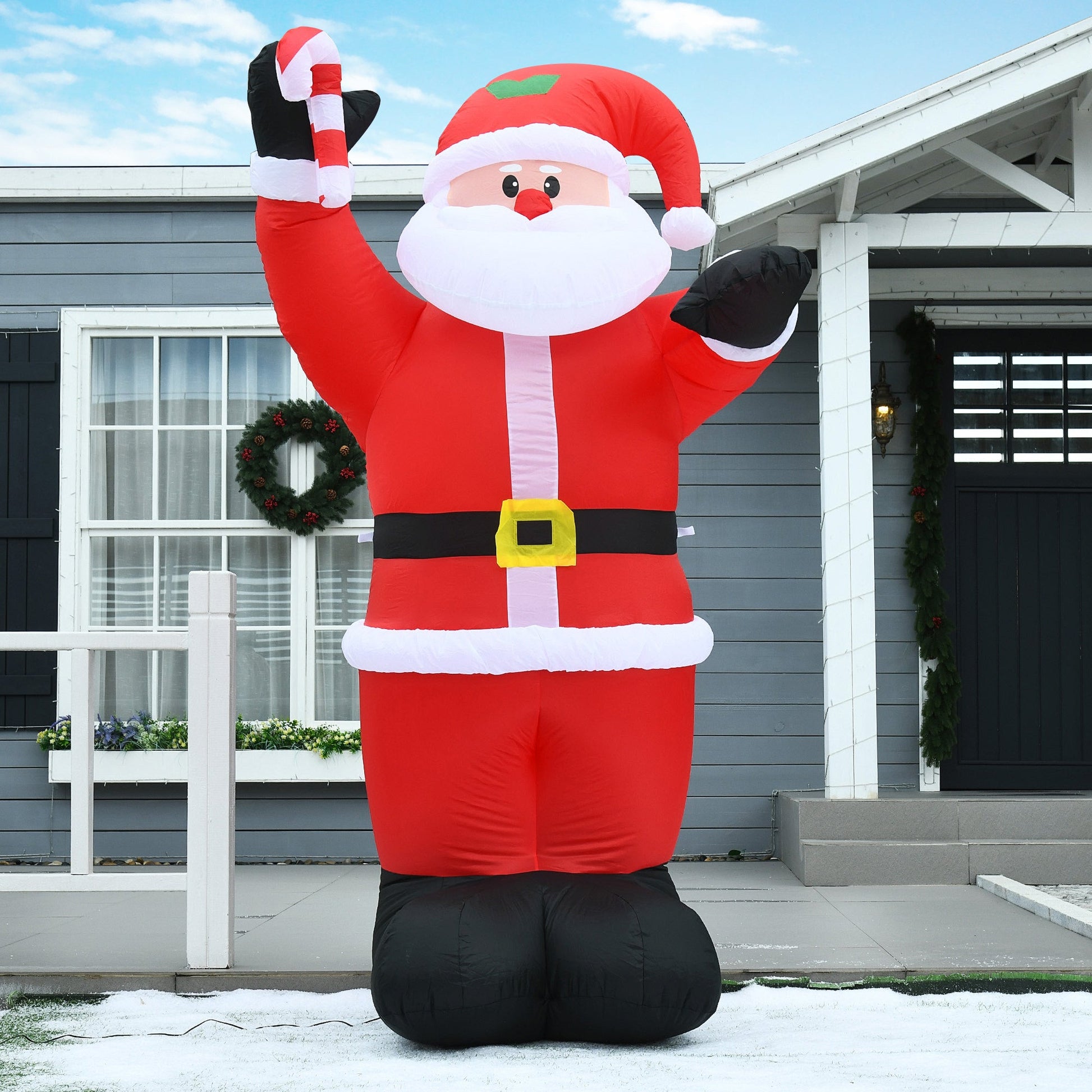 8ft Inflatable Christmas Santa Claus with Candy Cane, Blow-Up Outdoor LED Yard Display for Lawn Garden Party Christmas Inflatables   at Gallery Canada