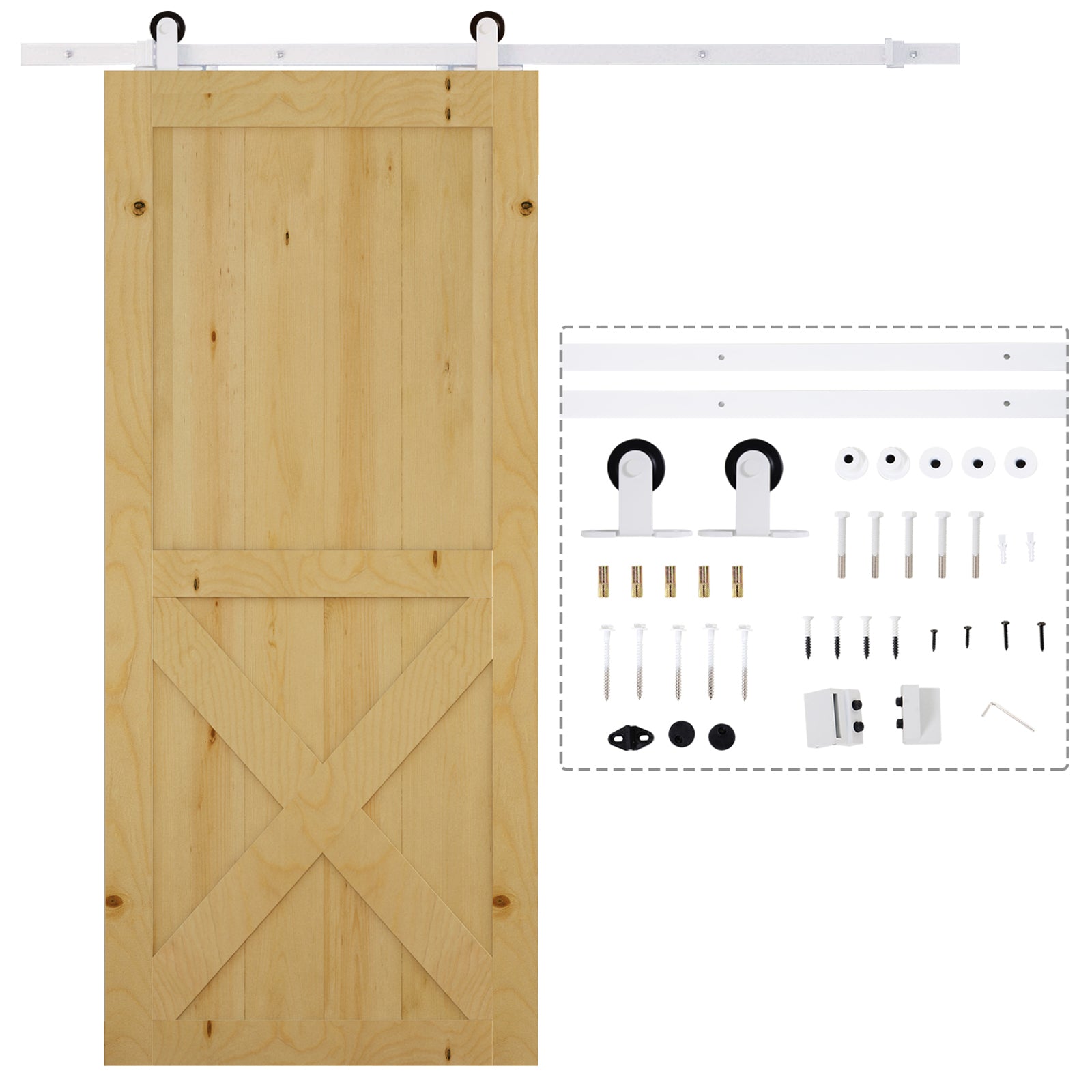 6FT Sliding Barn Door Track Kit, Heavy Duty Barn Door Hardware Kit, Fit 36