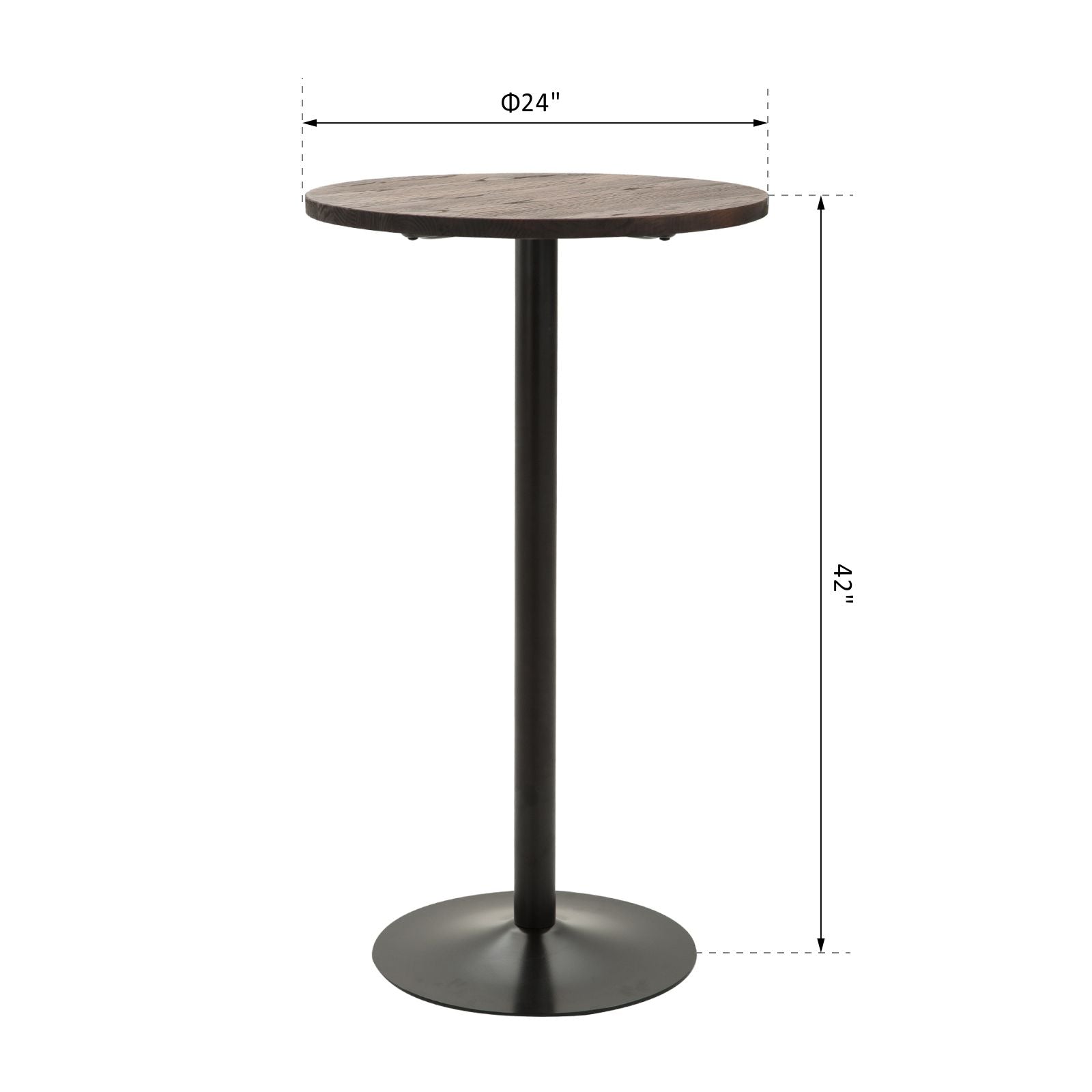 Round Bar Table 42 Inch Height, Industrial High Bistro Table with Metal Base and Elm Wood Top, Bar Height Table for Kitchen, Pub, Breakfast Area Bar Tables & Dining Tables   at Gallery Canada