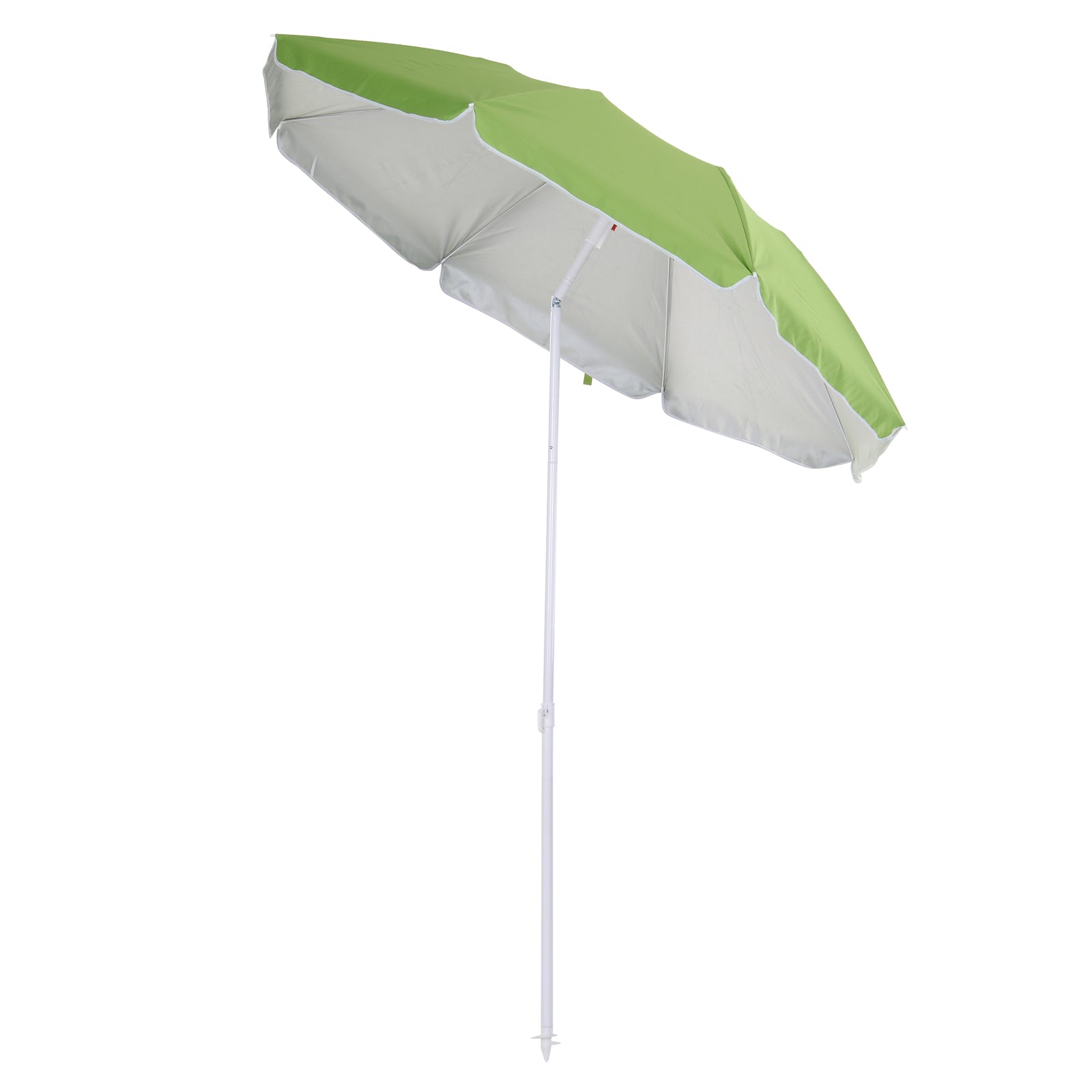6.7ft Beach Umbrella with Push Button Tilt, Ruffled Outdoor Umbrella with Carry Bag and 8 Ribs, Green Beach Umbrellas at Gallery Canada