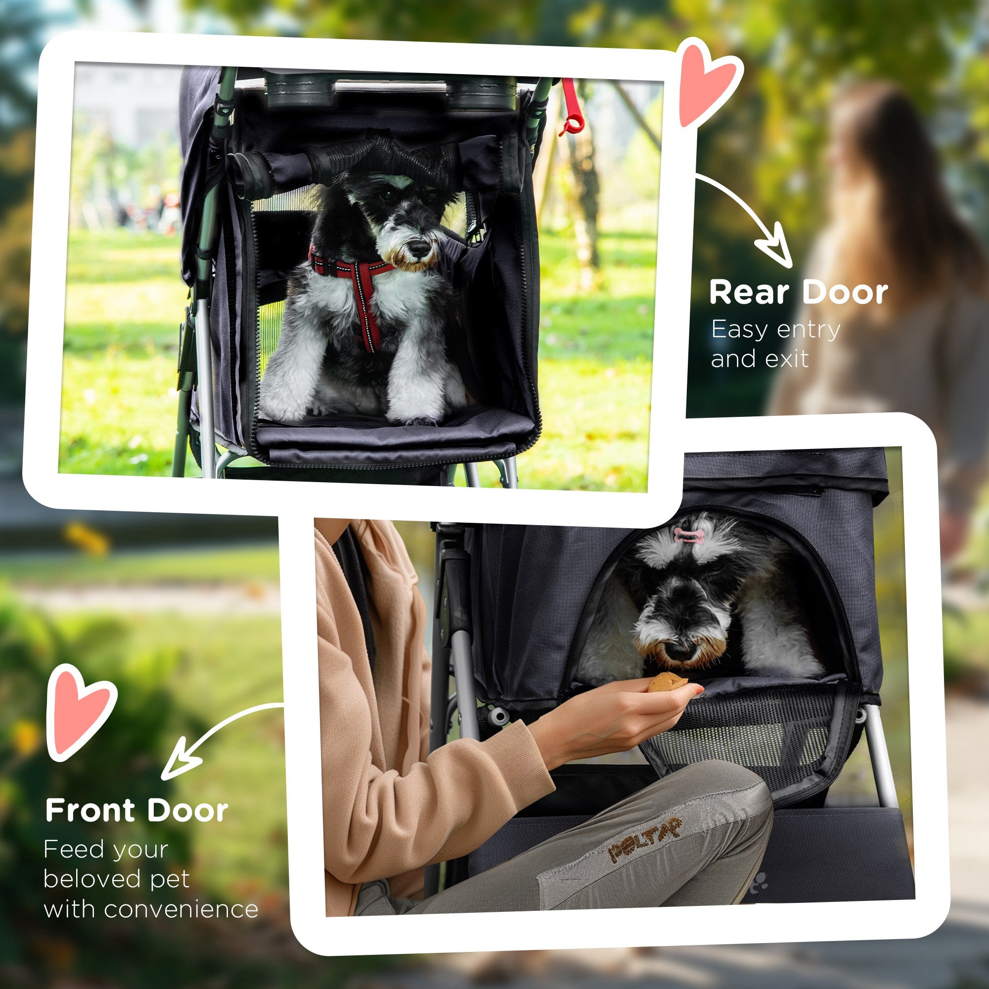 Dog Stroller, Foldable Pet Stroller for XS and Small Dogs and Cats, 4 Wheels Travel Carrier with Cup Holder, Storage Basket, 360° Wwiveling Front Wheels, Black Dog Bike Trailers & Strollers at Gallery Canada