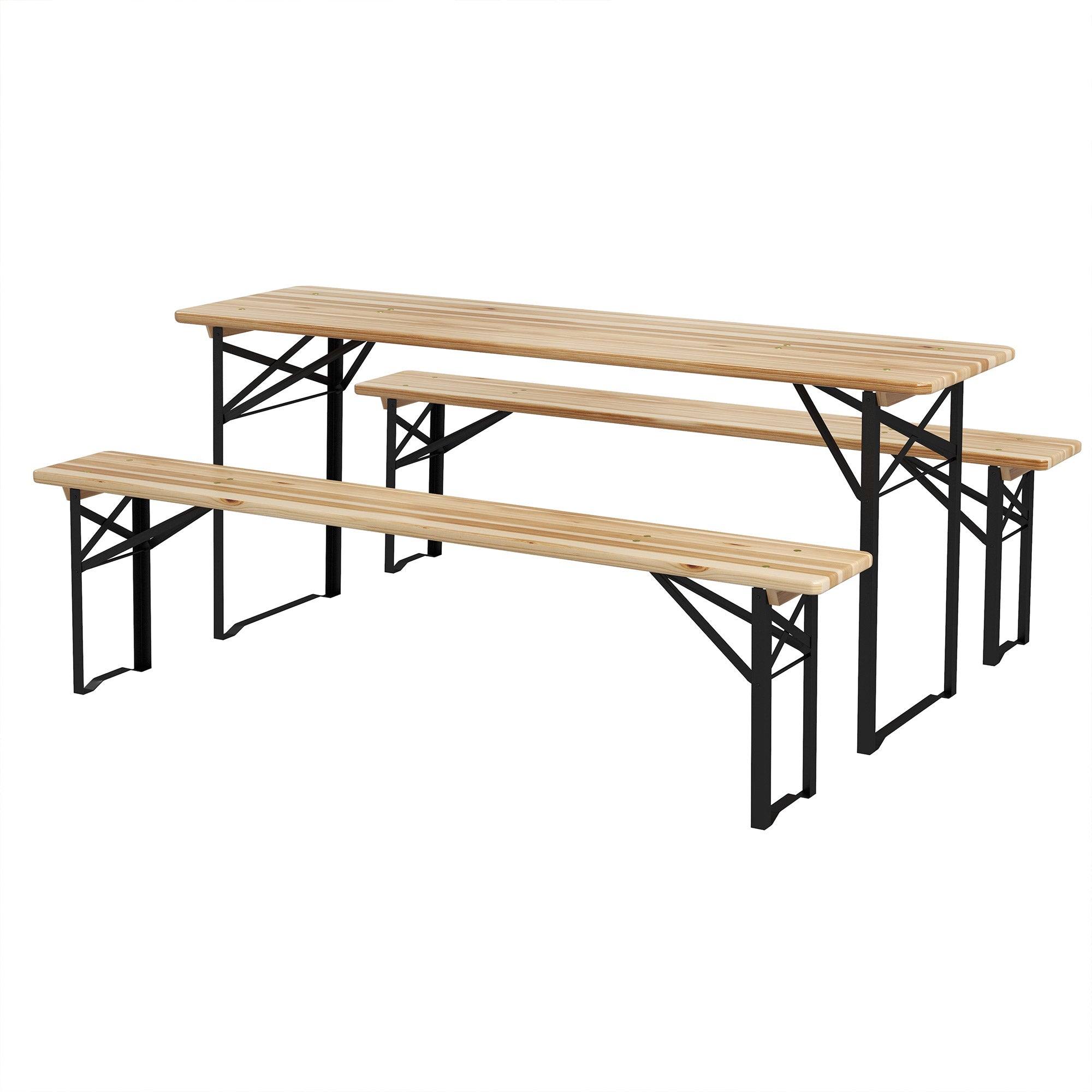 3 Pieces Folding Picnic Table Set, Portable Folding Picnic Table Set, 1 Picnic Table and 2 Benches Bistro Sets at Gallery Canada