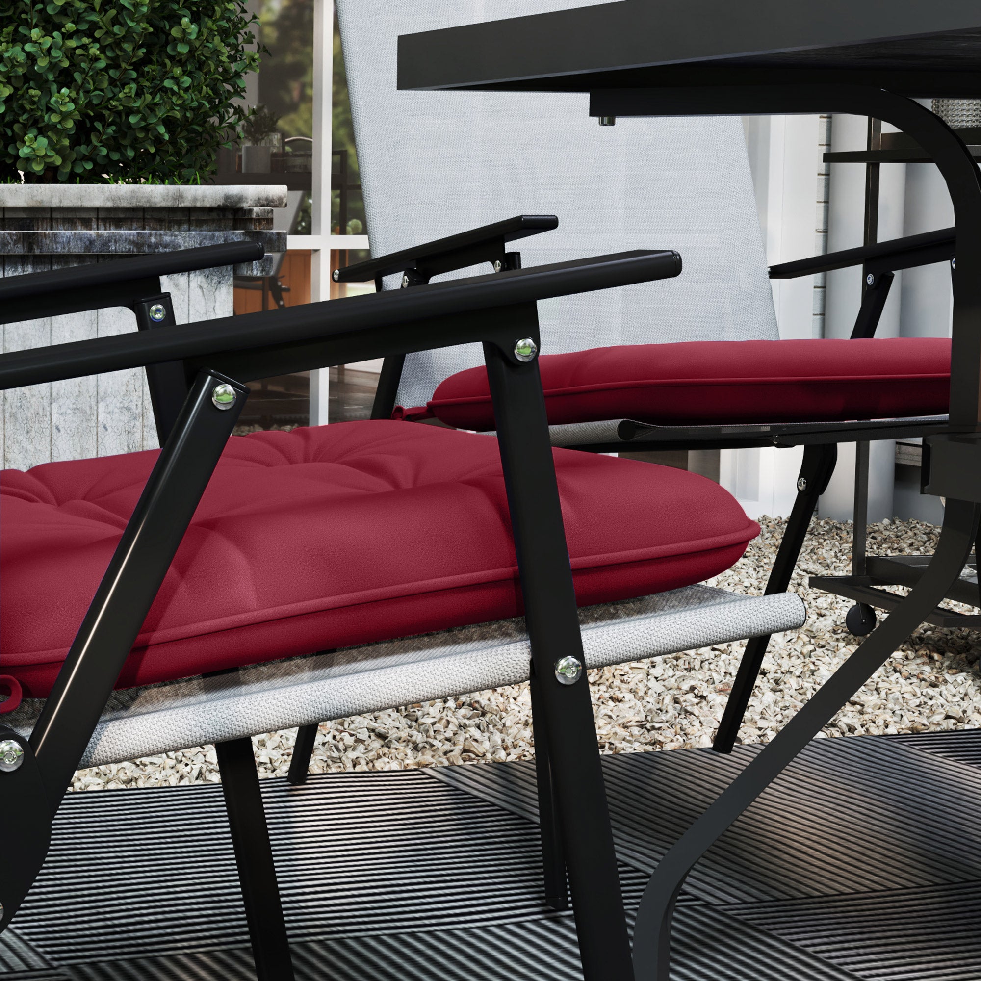 6-Piece Seat Cushion Replacement, Outdoor Patio Chair Cushions Set with Ties, Button Tufted, Wine Red Patio Chair Cushions at Gallery Canada