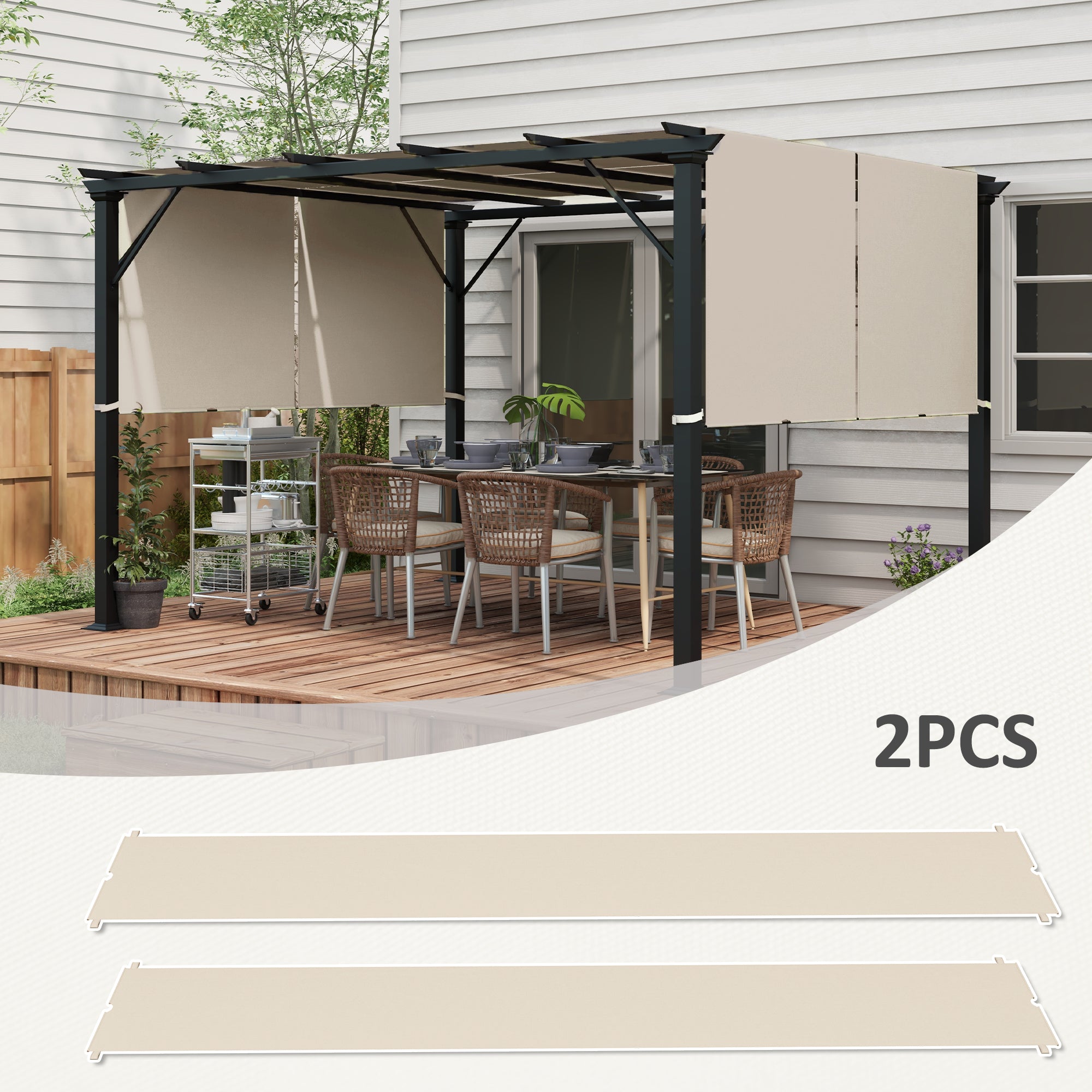 2 Pcs UV Protection Pergola Replacement Canopy, Pergola Shade Cover, Easy to Install, for 10' x 10' Pergola, Khaki Gazebo Canopy Replacement at Gallery Canada