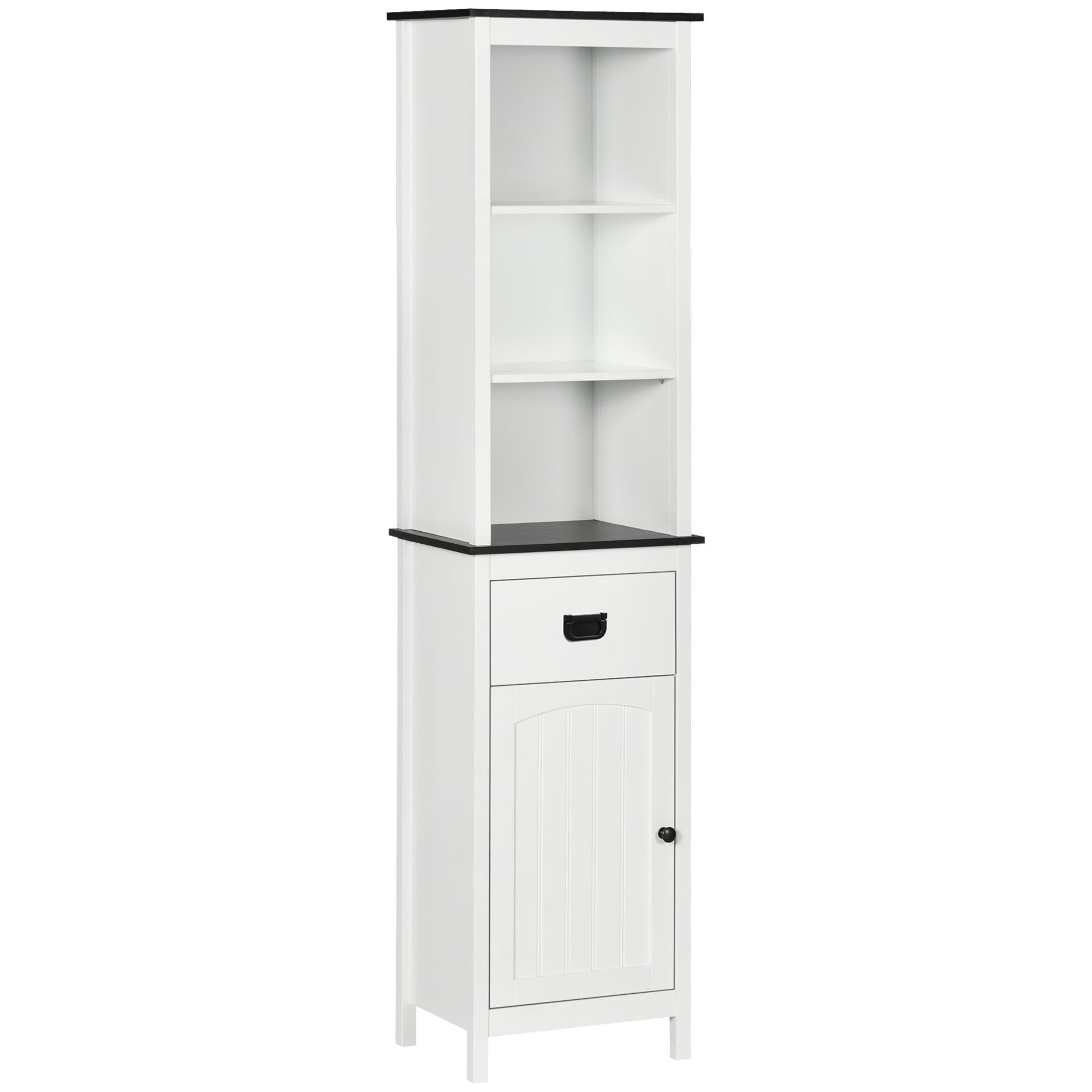 Tall Bathroom Storage Cabinet, Floor Standing Linen Cabinet with Drawer and Adjustable Shelf for Living Room, White Bathroom Cabinets White  at Gallery Canada