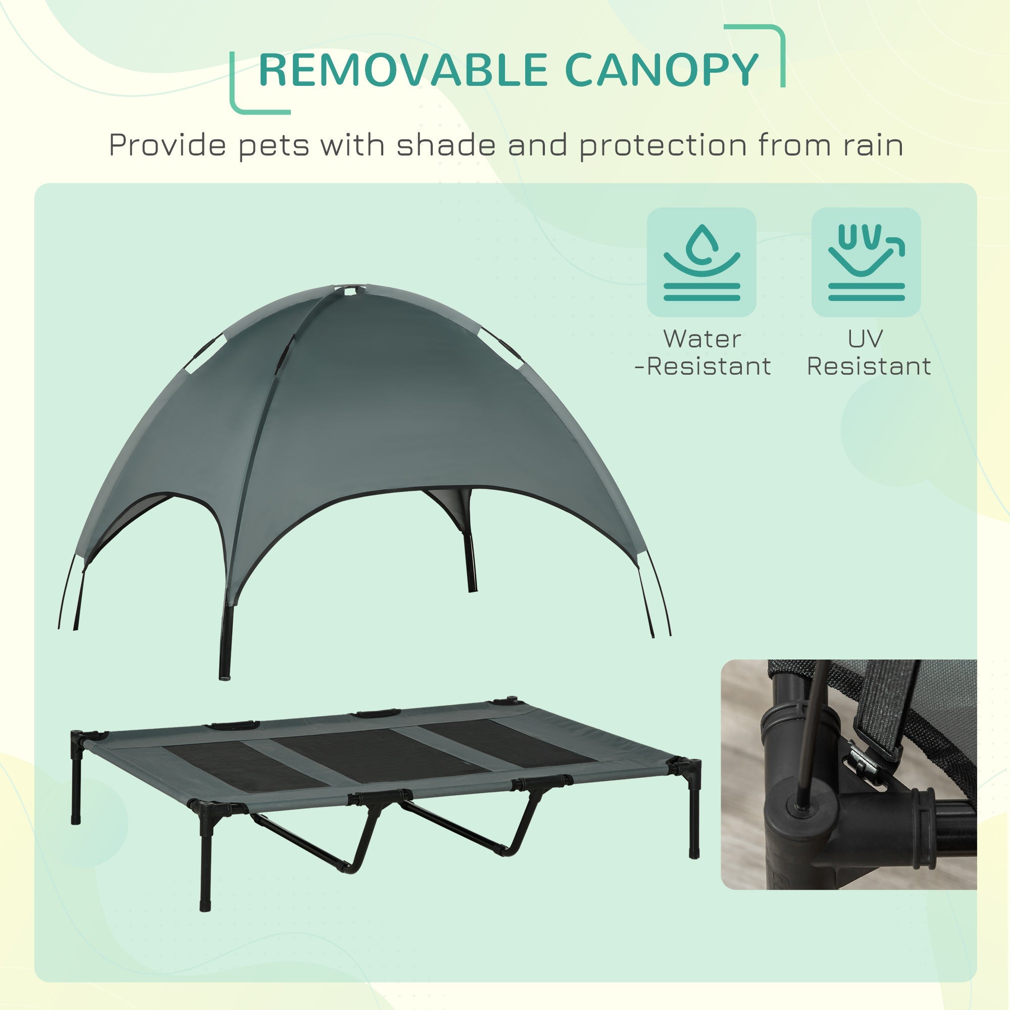 Elevated Dog Bed with Canopy, Portable Raised Dog Cot for XL Sized Dogs, Indoor &; Outdoor, 48