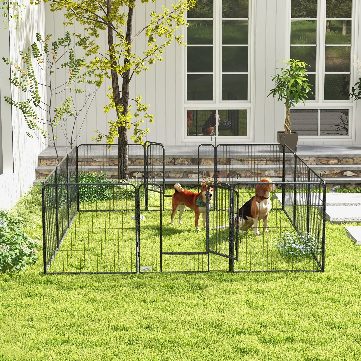 Dog Pen with Gate, 12 Panels Puppy Playpen, Dog Fence, 31.5"H Houses, Kennels & Pens   at Gallery Canada