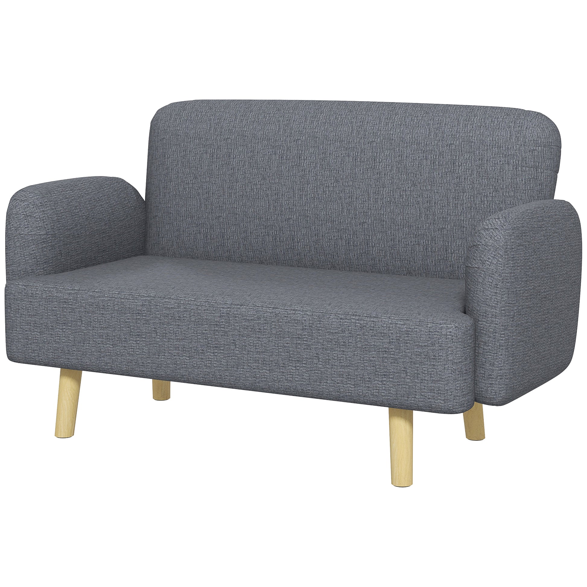 Velvet Feel Fabric 2 Seater Sofa, Small Sofa Loveseat with 8.3" Thick Padding and Wood Legs, Grey 2-Seater Sofas   at Gallery Canada