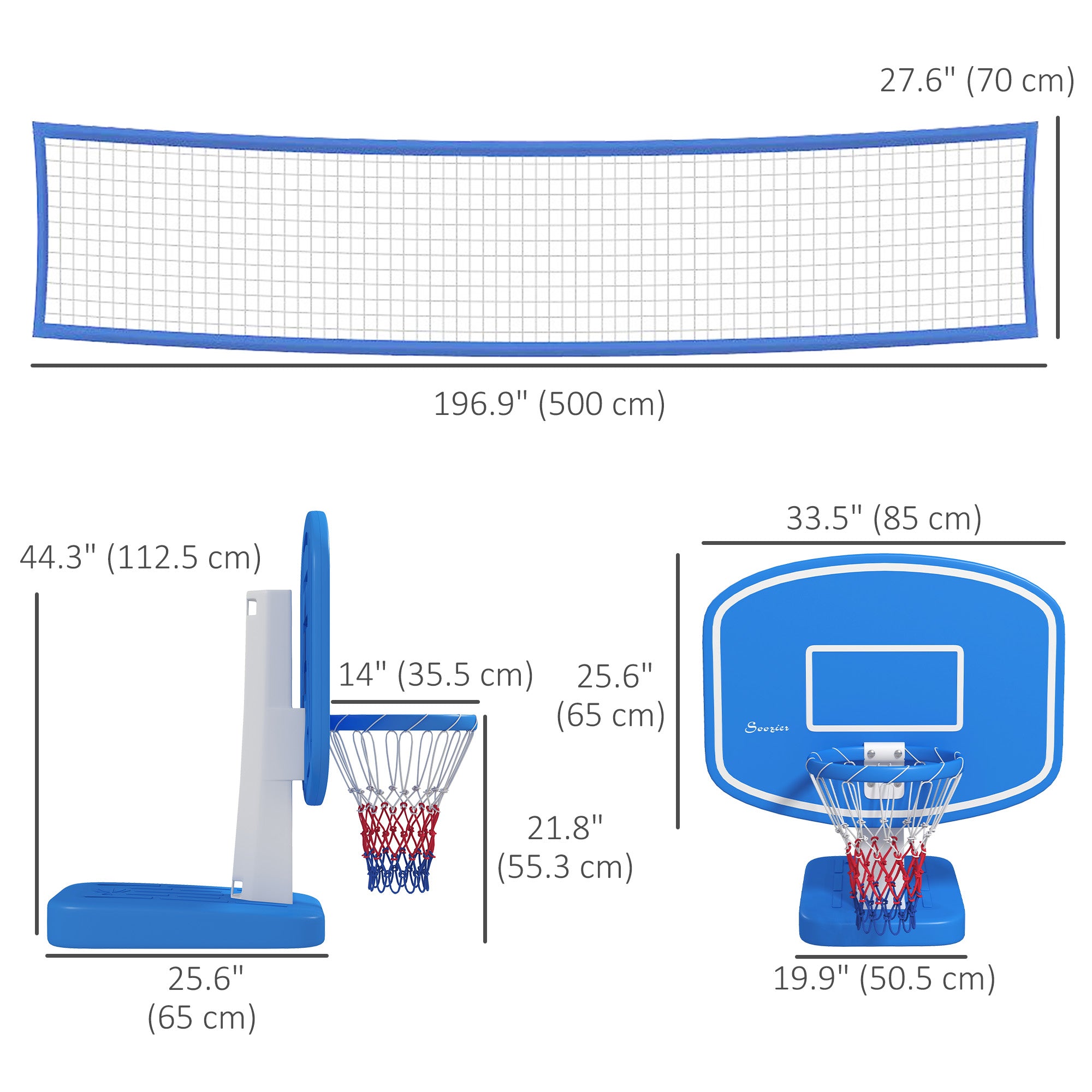 2-in-1 Pool Basketball Hoop Poolside &; Volleyball Set, Portable Basketball Hoop with Fillable Base Basketball at Gallery Canada