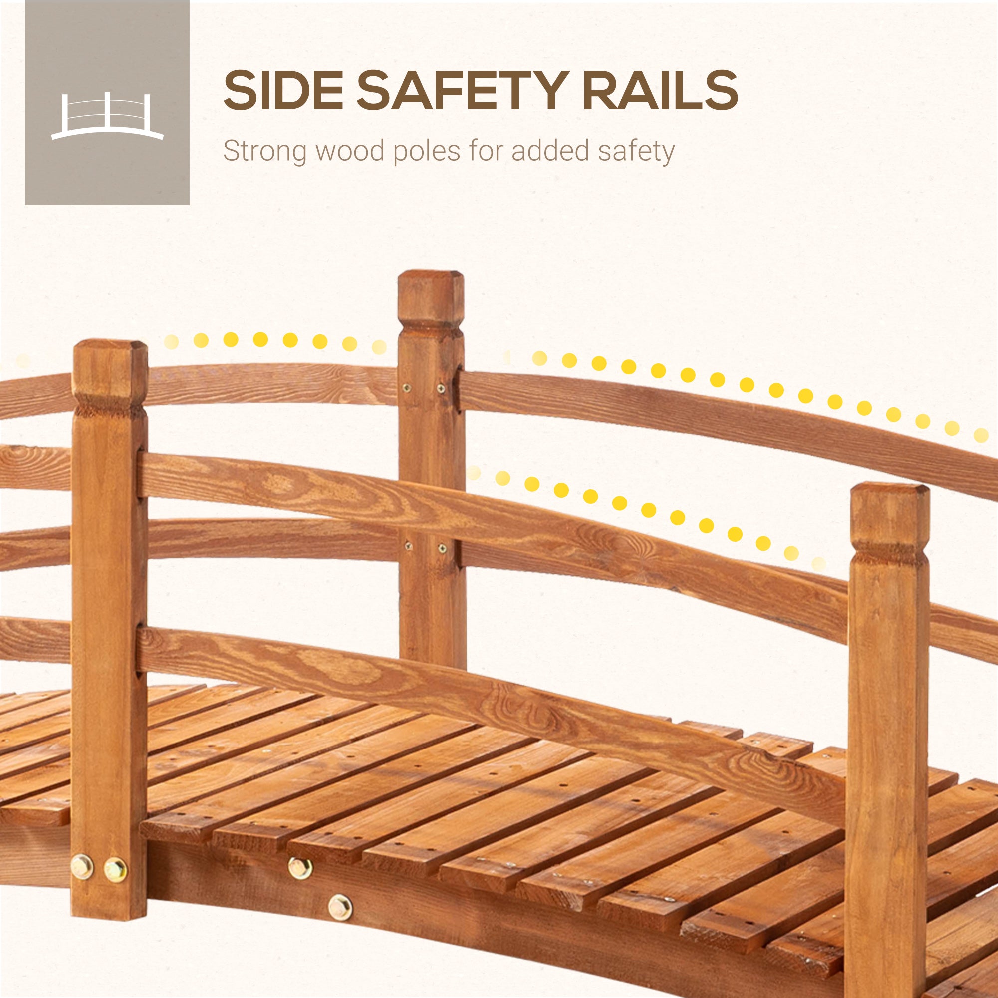 6FT Wooden Garden Bridge Classic Arc Footbridge with Guardrails for Stream Pond Walkway, Orange Garden Bridges at Gallery Canada