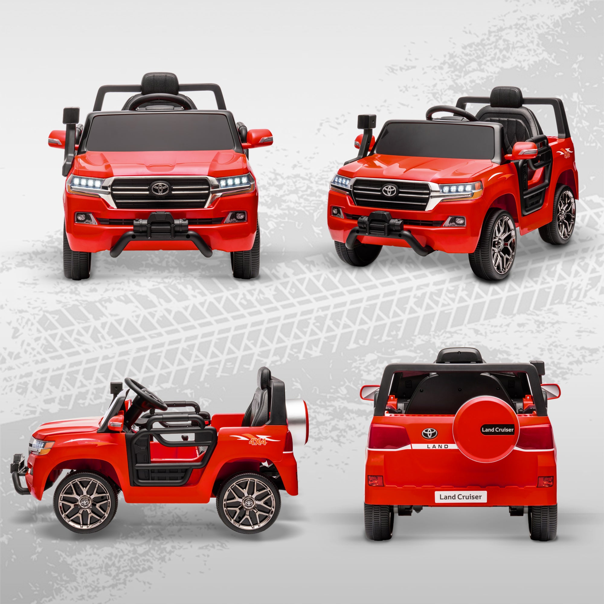 12V Toyota LAND CRUISER Licensed Kids Car w/ Remote Control, Four Wheel Spring Suspension, Soft Start, LED Light, Red Electric Toy Cars   at Gallery Canada