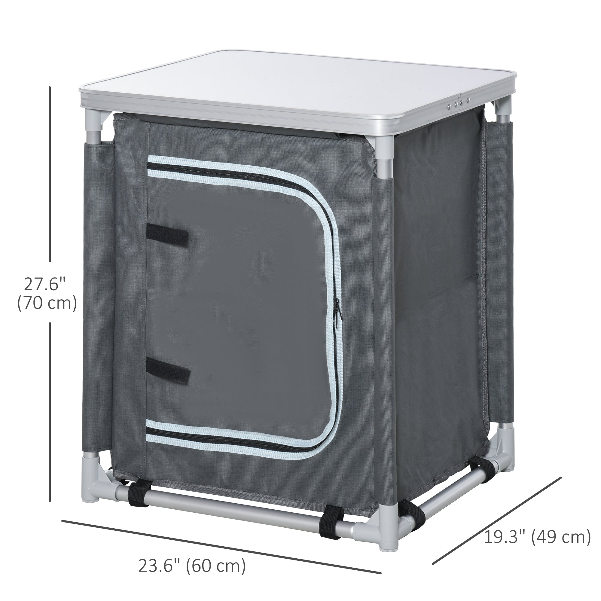 Camping Kitchen Station, Aluminum Camping Table Cook Cupboard with 2-Shelf and Carrying Bag for BBQ Party Picnics, Grey Picnic Tables & Camping Chairs at Gallery Canada