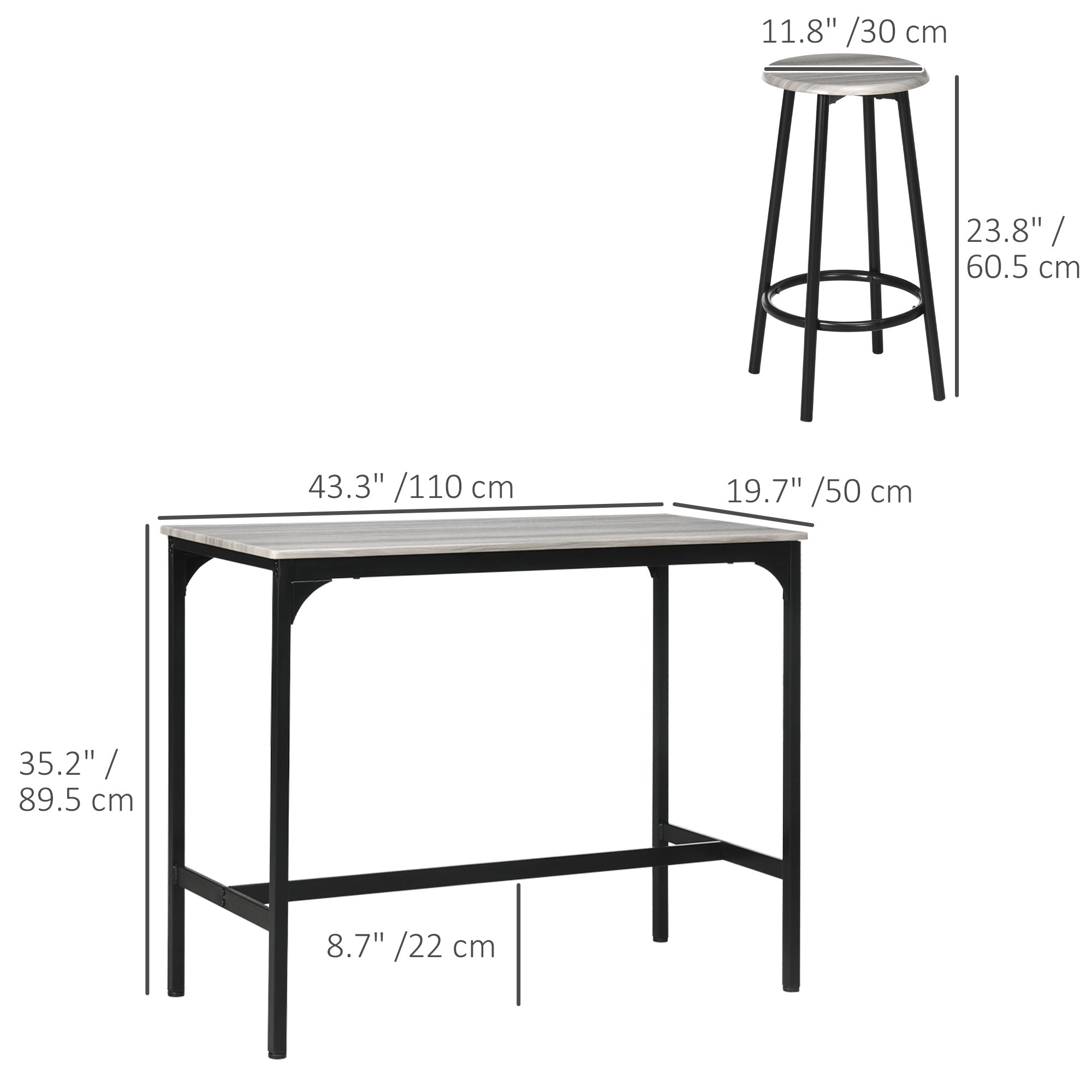 5-Piece Counter Height Bar Table and Chairs, Dining Table and Chairs Set for 4, Pub Table and Chairs Bar Sets   at Gallery Canada