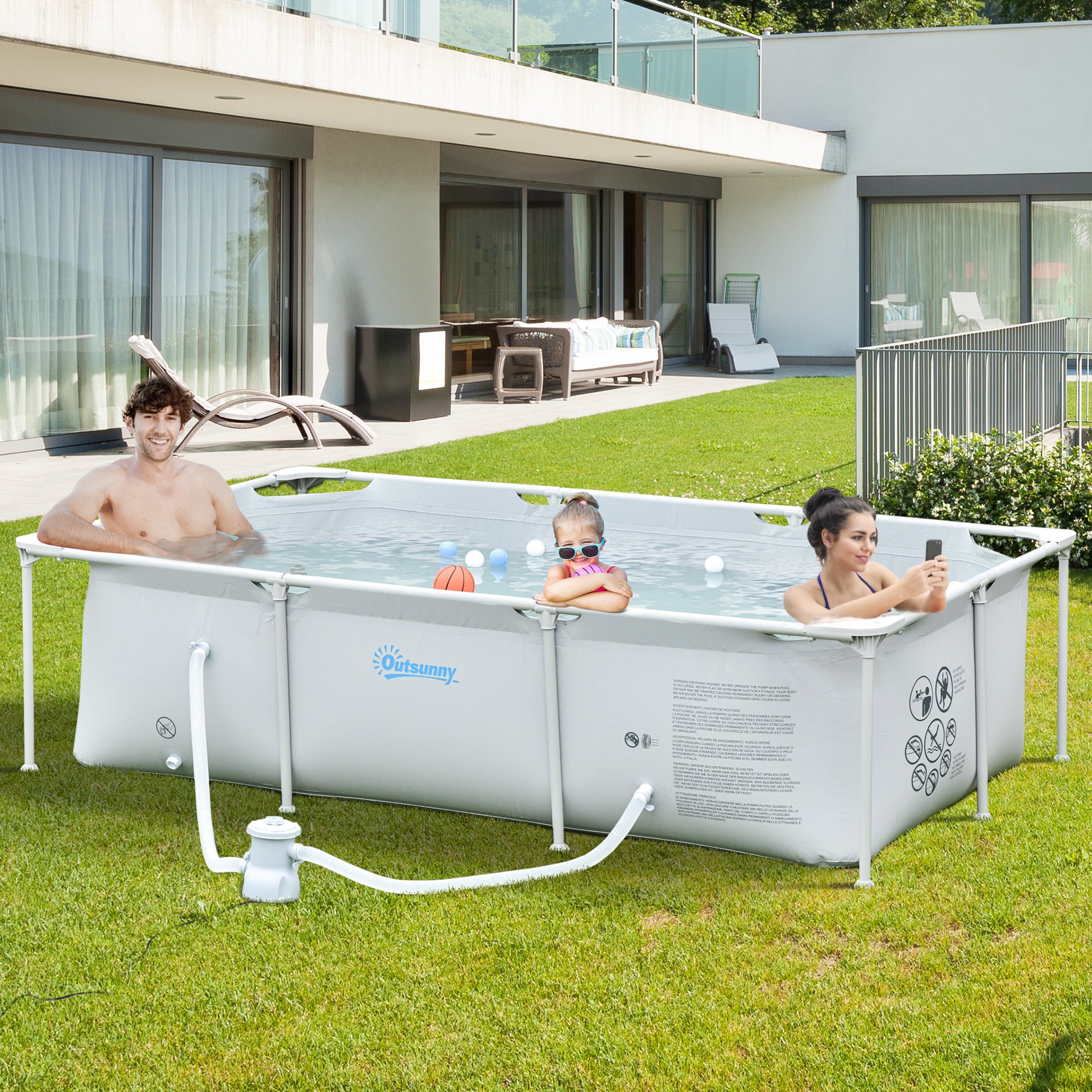 8.3ft x 5ft x 26in Frame Above Ground Swimming Pool Set with Filter Pump Filter Cartridge Reinforced Sidewalls Grey Outdoor Swimming Pools & Hot Tubs at Gallery Canada