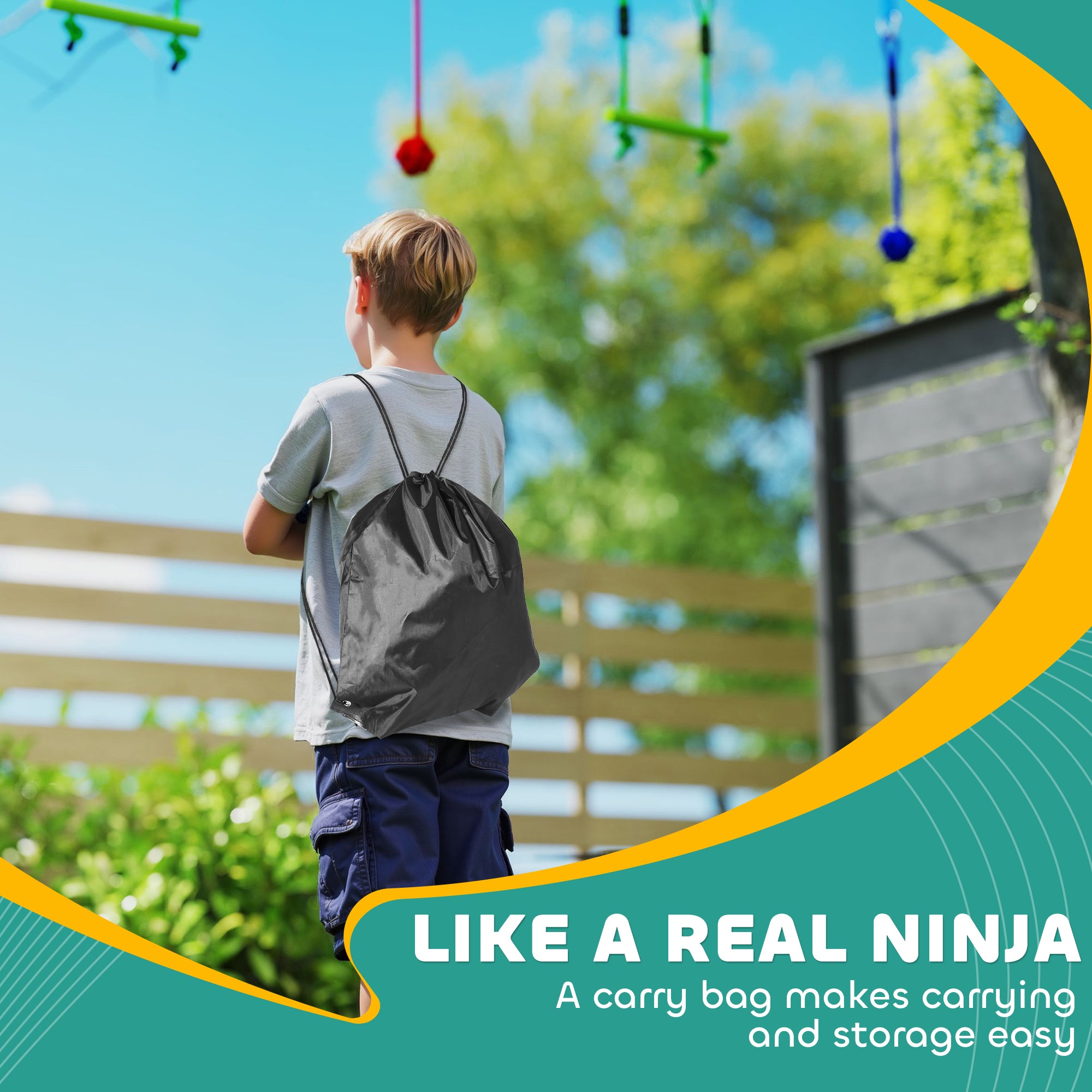 32.8' Ninja Warrior Obstacle Course for Kids 3-6 Years, with Swing, Monkey Bars, Climbing Ladder, Gym Rings, Blue Gym Sets & Swings at Gallery Canada
