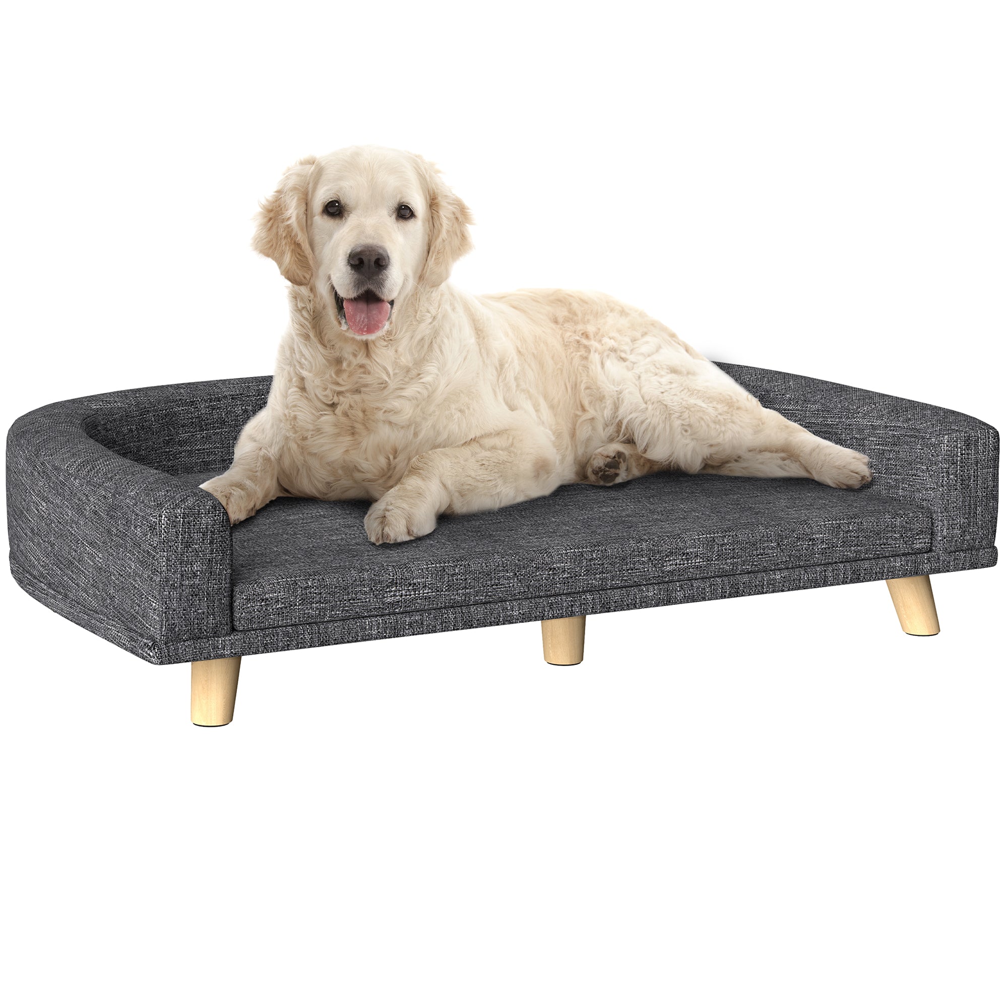 Dog Sofa for Large Dogs with Washable Cover, Anti-slip Foot Pads, Dark Grey Dog Sofas at Gallery Canada