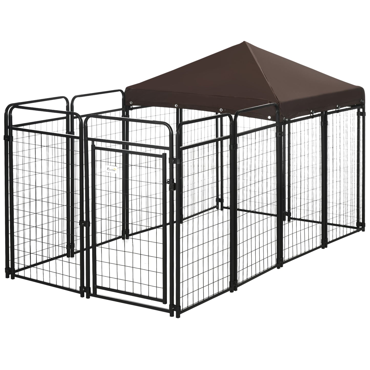 Dog Kennel Outdoor with Waterproof Canopy, Dog Run with Galvanized Chain Link for Large and Medium Dogs, Black Houses, Kennels & Pens Multi Colour  at Gallery Canada