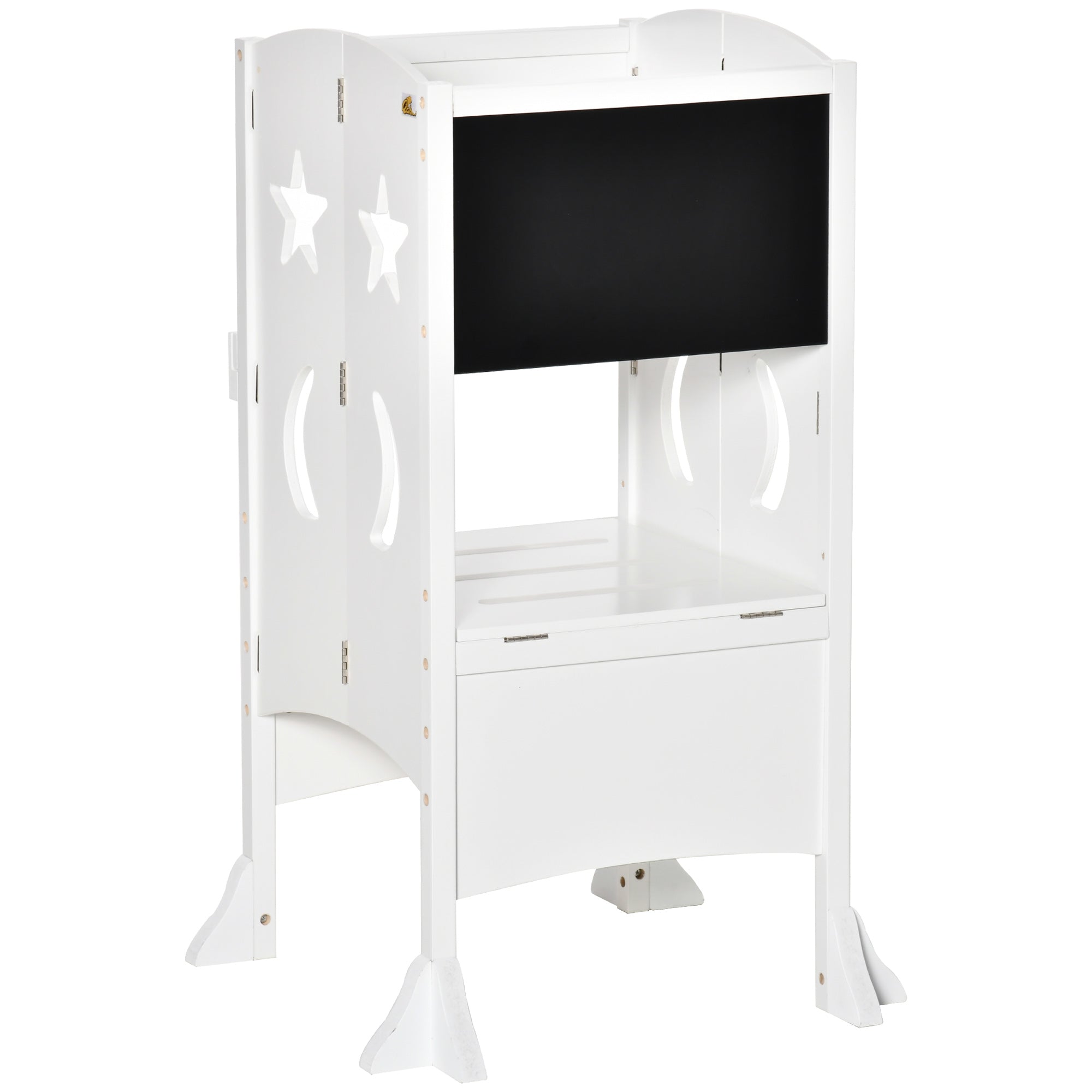 Kids Kitchen Helper Foldable Step Stool Toddler Kitchen Stool with Blackboard Lockable Handrail for 3-6 Years old White Toddler & Kids Step Stools at Gallery Canada