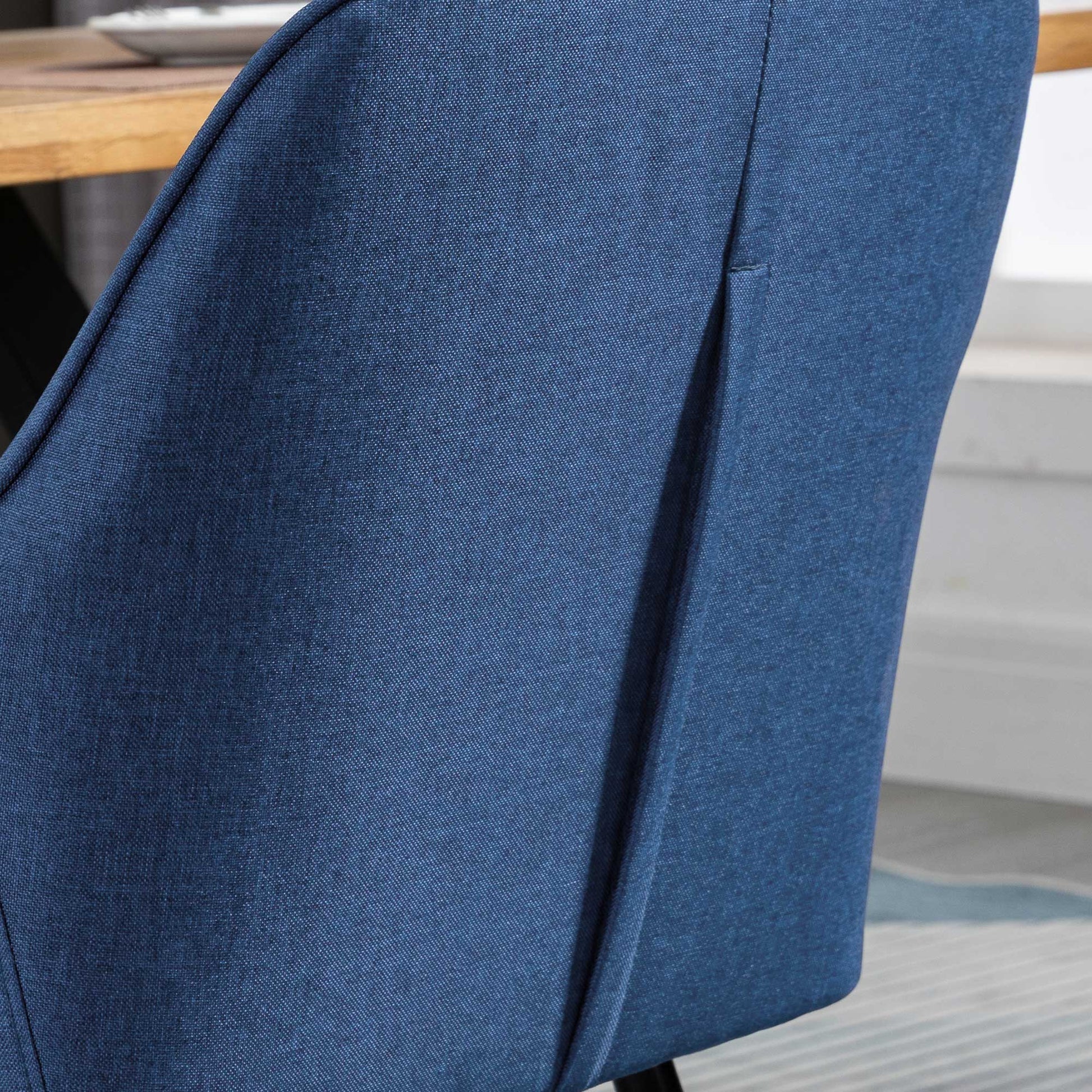 Dining Chairs Set of 2, Upholstered Linen Fabric Accent Chairs with Metal Legs, Dark Blue Bar Stools   at Gallery Canada