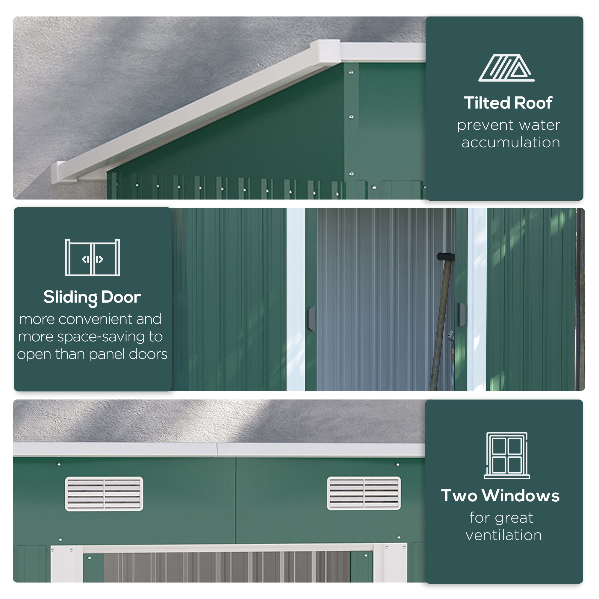 7'x 4' Metal Patio Storage Shed Garden Lockable Shed Tool Utility Storage Unit, Green Sheds at Gallery Canada