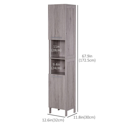 Bathroom Storage Cabinet 68'' Organizer Tall Tower Cupboard w/ Shelves Wood Grain Freestanding Furniture Bathroom Cabinets   at Gallery Canada