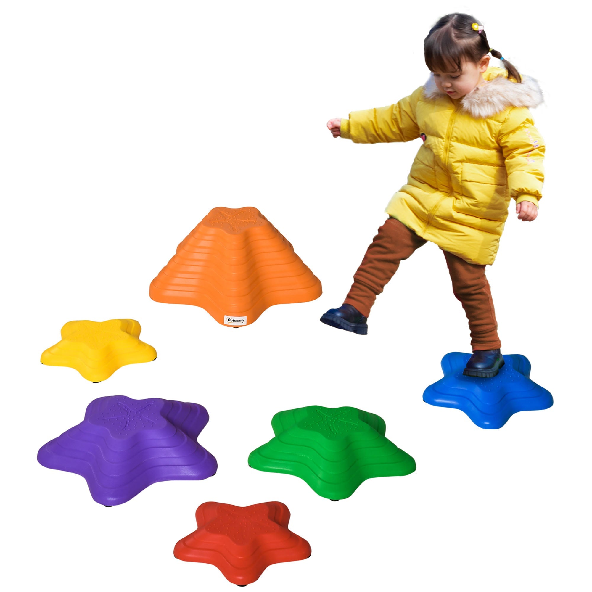 6PCs Larger Size Balance Stepping Stones for Kids with Non-slip Bottom, Stackable Obstacle Course Outdoor Indoor, Play River Rocks with Starfish Style Gym Sets & Swings Multi Colour  at Gallery Canada