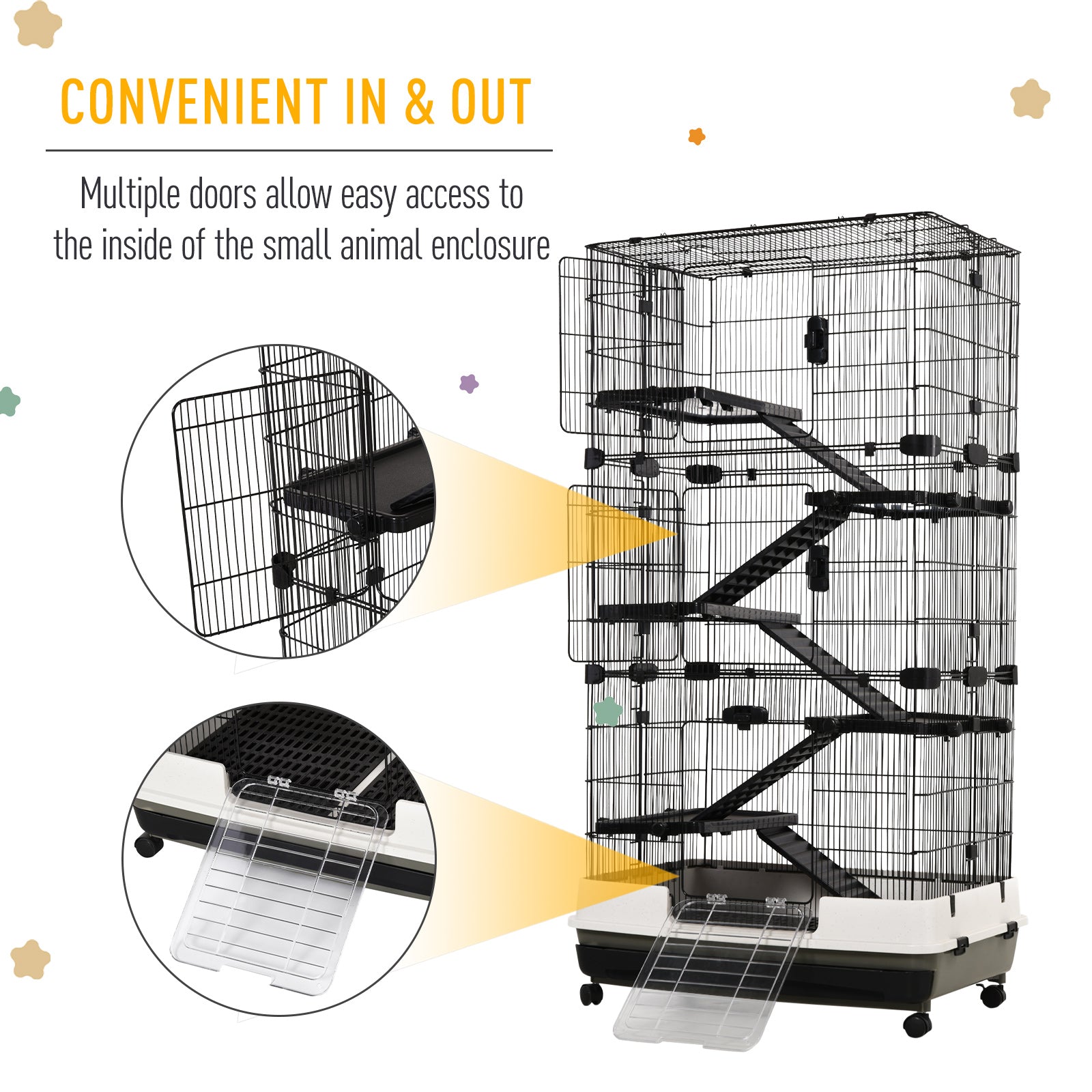 6-Tier Rolling Small Animal Cage with Platforms, Ramps, Tray, Wheels - Black Houses & Habitats   at Gallery Canada