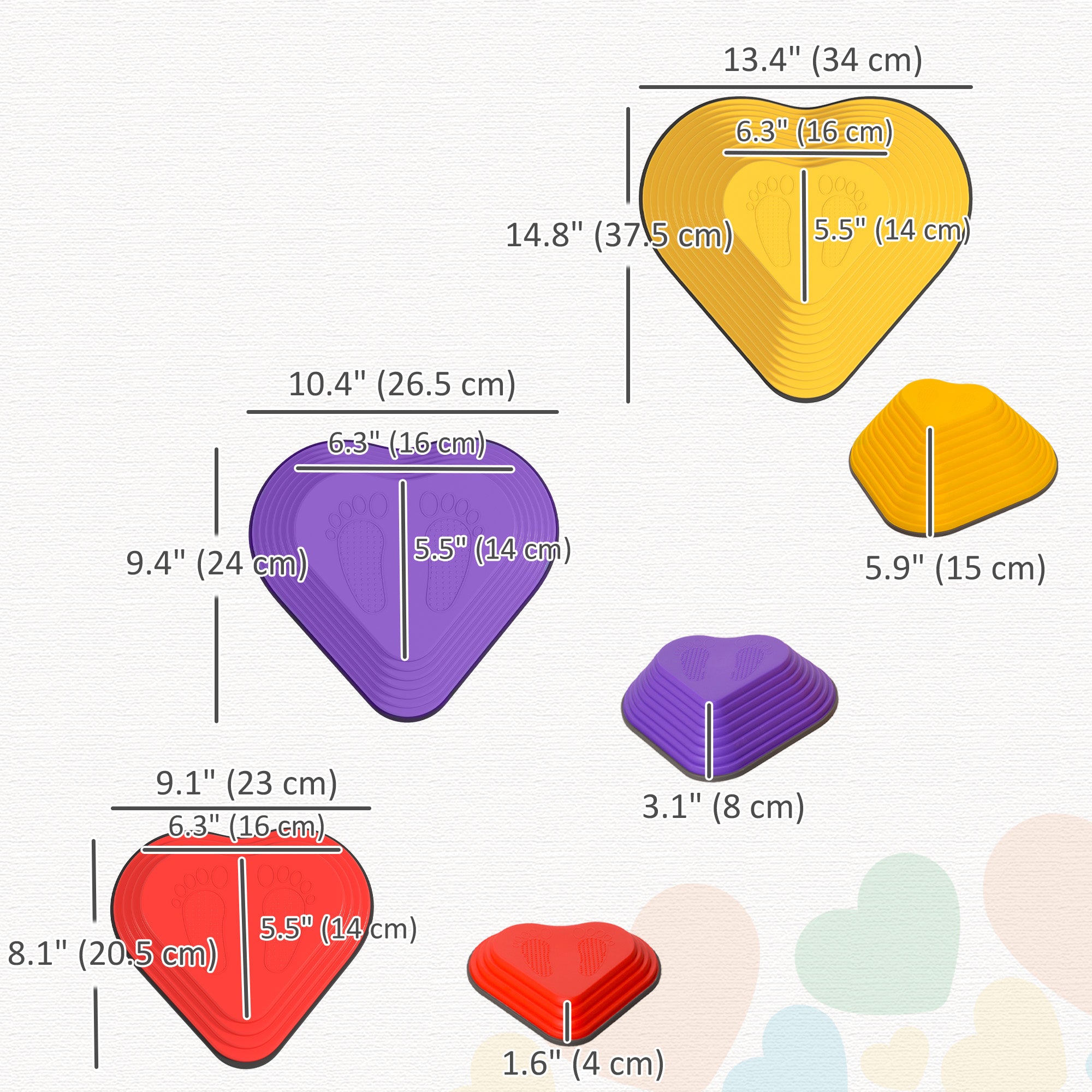 6PCs Non-Slip Stackable Kids Stepping Stones, Heart-Shaped Gym Sets & Swings at Gallery Canada