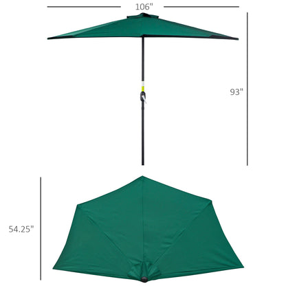 9ft Half Round Umbrella Outdoor Balcony Parasol Patio Garden Outdoor Window Sun Shade w/ 5 Ribs Dark Green Sun Umbrellas   at Gallery Canada