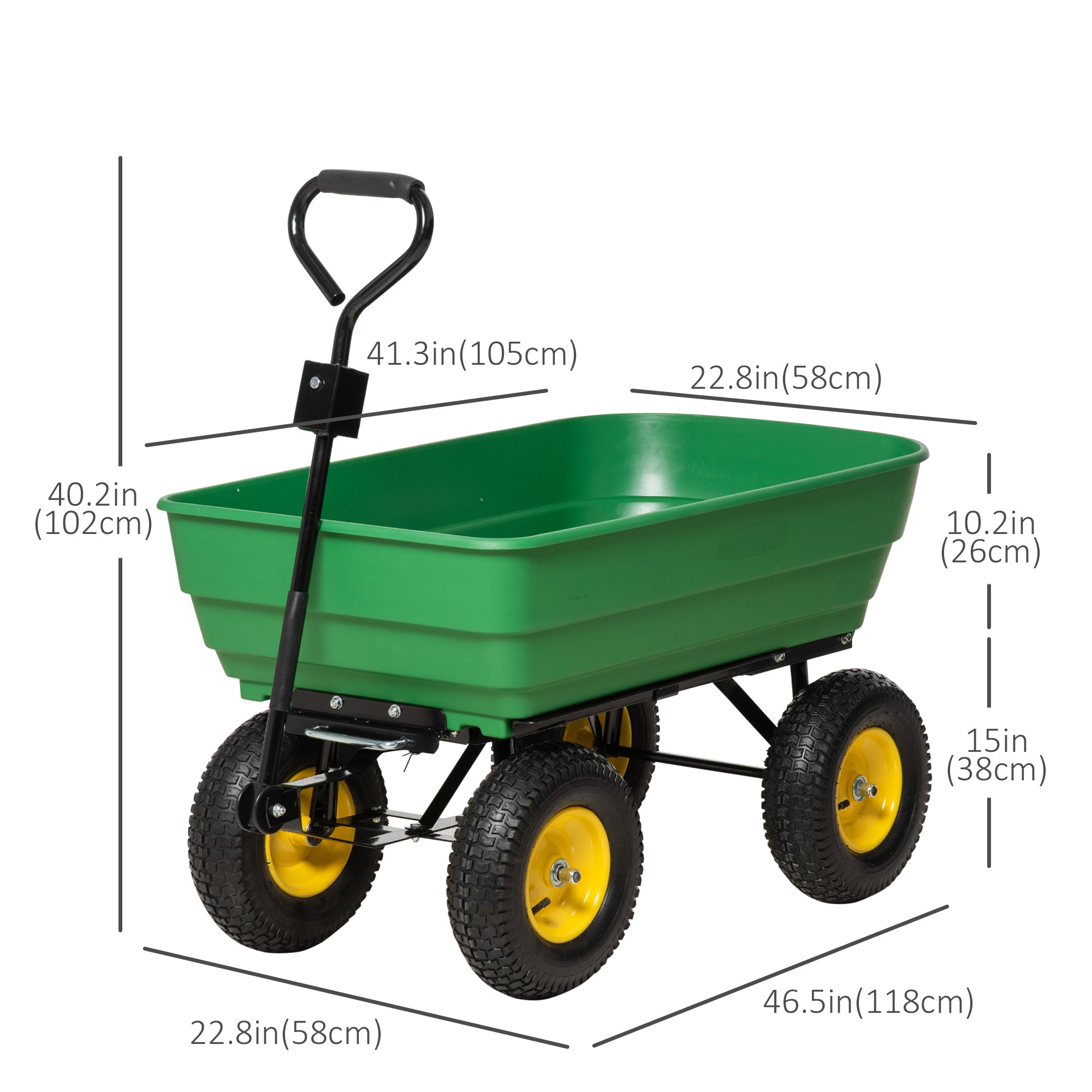 Garden Dump Cart Heavy Duty 440lbs Wagon with Steel Frame and 12