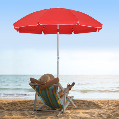 Arc. 6.4ft Beach Umbrella with Aluminum Pole Pointed Design Adjustable Tilt Carry Bag for Outdoor Patio Red Beach Umbrellas   at Gallery Canada