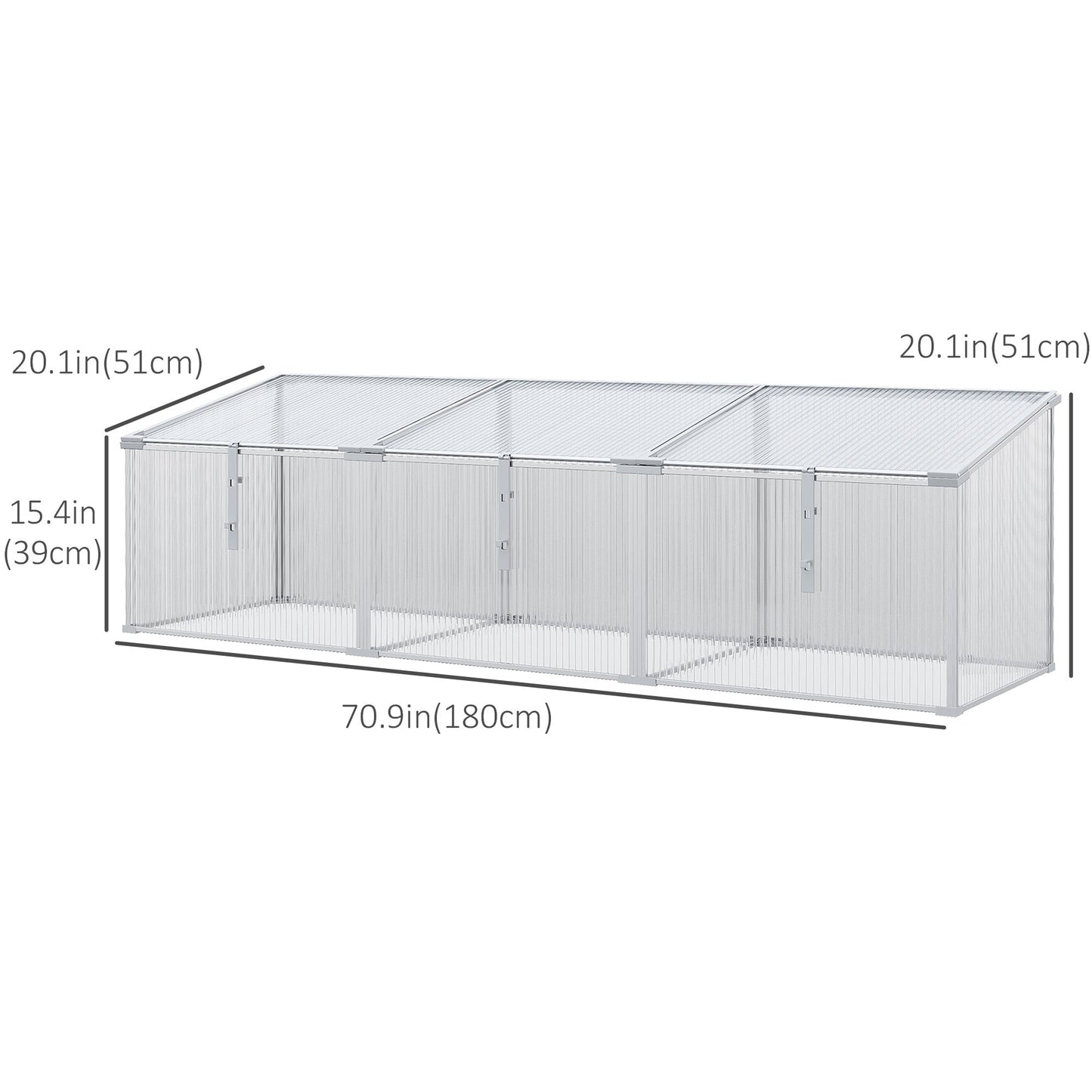 Aluminium Cold Frame Greenhouse Garden Portable Raised Planter with Openable Top, 71" x 21" x 20" Cold Frame Greenhouses   at Gallery Canada