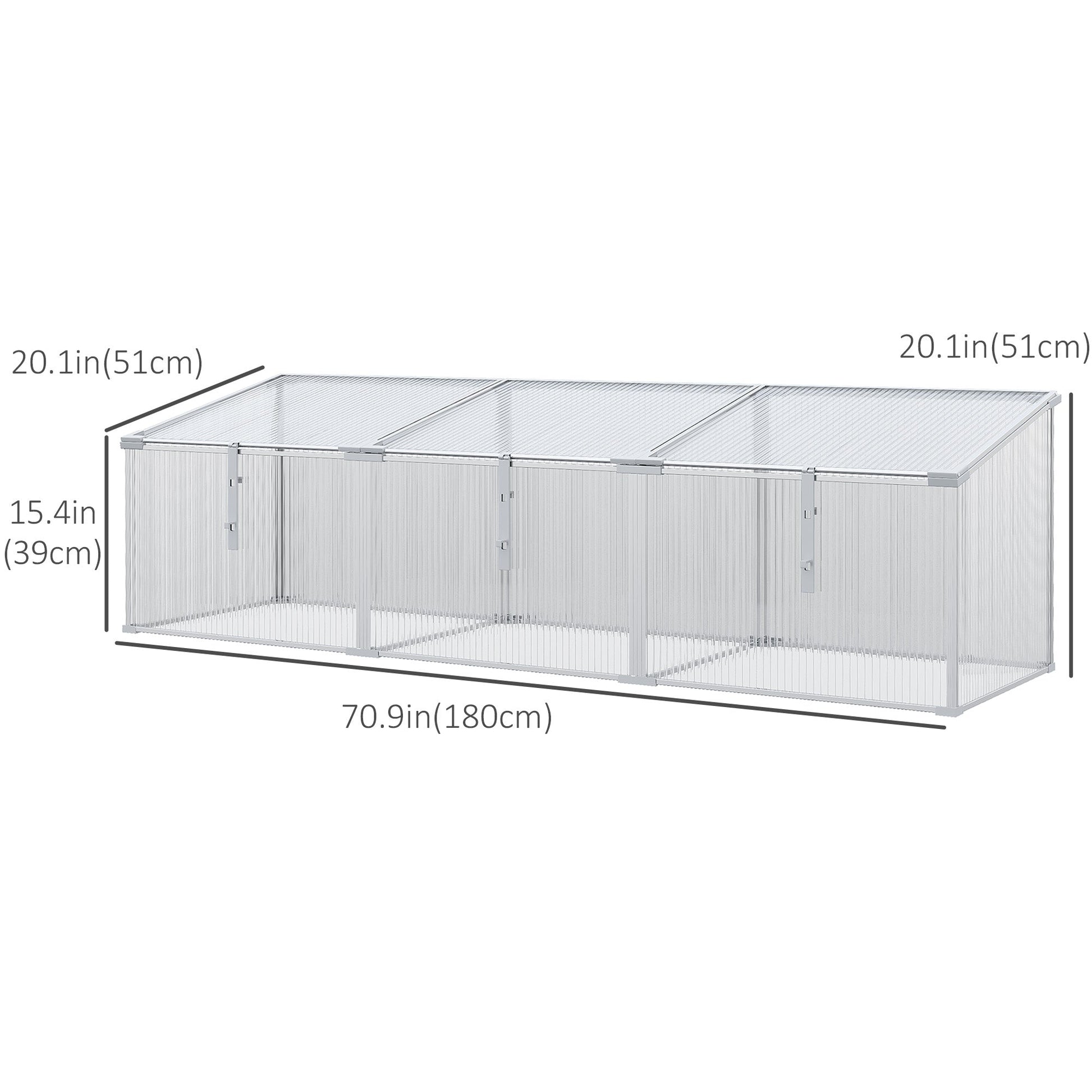 Aluminium Cold Frame Greenhouse Garden Portable Raised Planter with Openable Top, 71" x 21" x 20" Cold Frame Greenhouses   at Gallery Canada