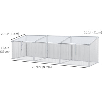 Aluminium Cold Frame Greenhouse Garden Portable Raised Planter with Openable Top, 71" x 21" x 20" Cold Frame Greenhouses   at Gallery Canada