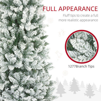 9ft Pencil Christmas Tree, Flocked Tree with 1277 Branch Tips and Metal Base for Home, Indoor, Holiday Pencil Christmas Trees   at Gallery Canada