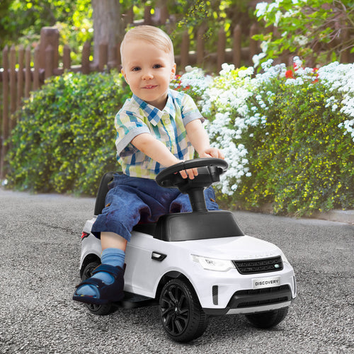 2 in 1 6V Land Rover Licensed Electric Car for Kids, Sliding Car with Music Horn Headlights, for 18-60 Months White