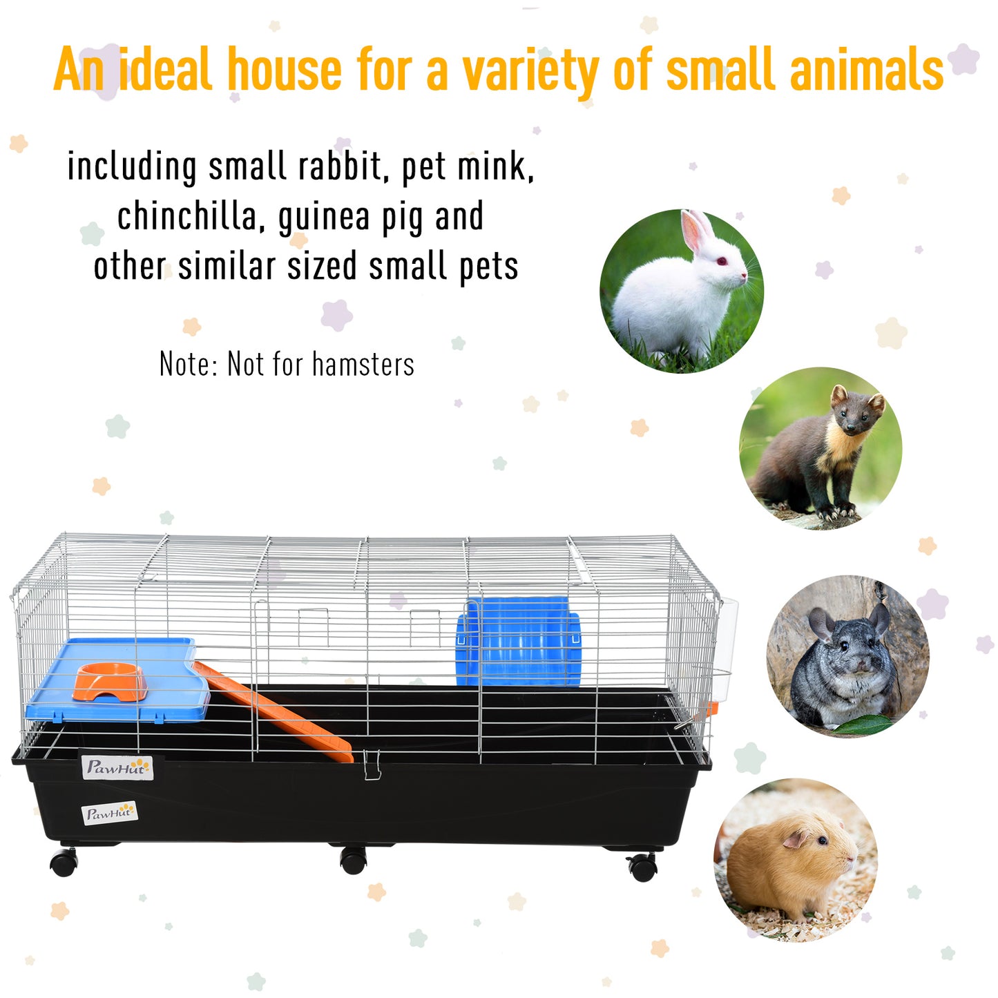 47" Small Animal Cage, Rolling Guinea Pig Cage with Food Dish, Water Bottle, Hay Feeder, Platform, Ramp, Black Houses & Habitats   at Gallery Canada