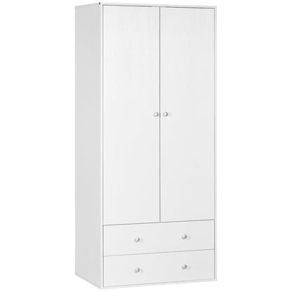 Wardrobe Closet, Armoire with Drawers and Hanging Rail for Bedroom Clothes Storage and Organization, White Clothing Storage White  at Gallery Canada