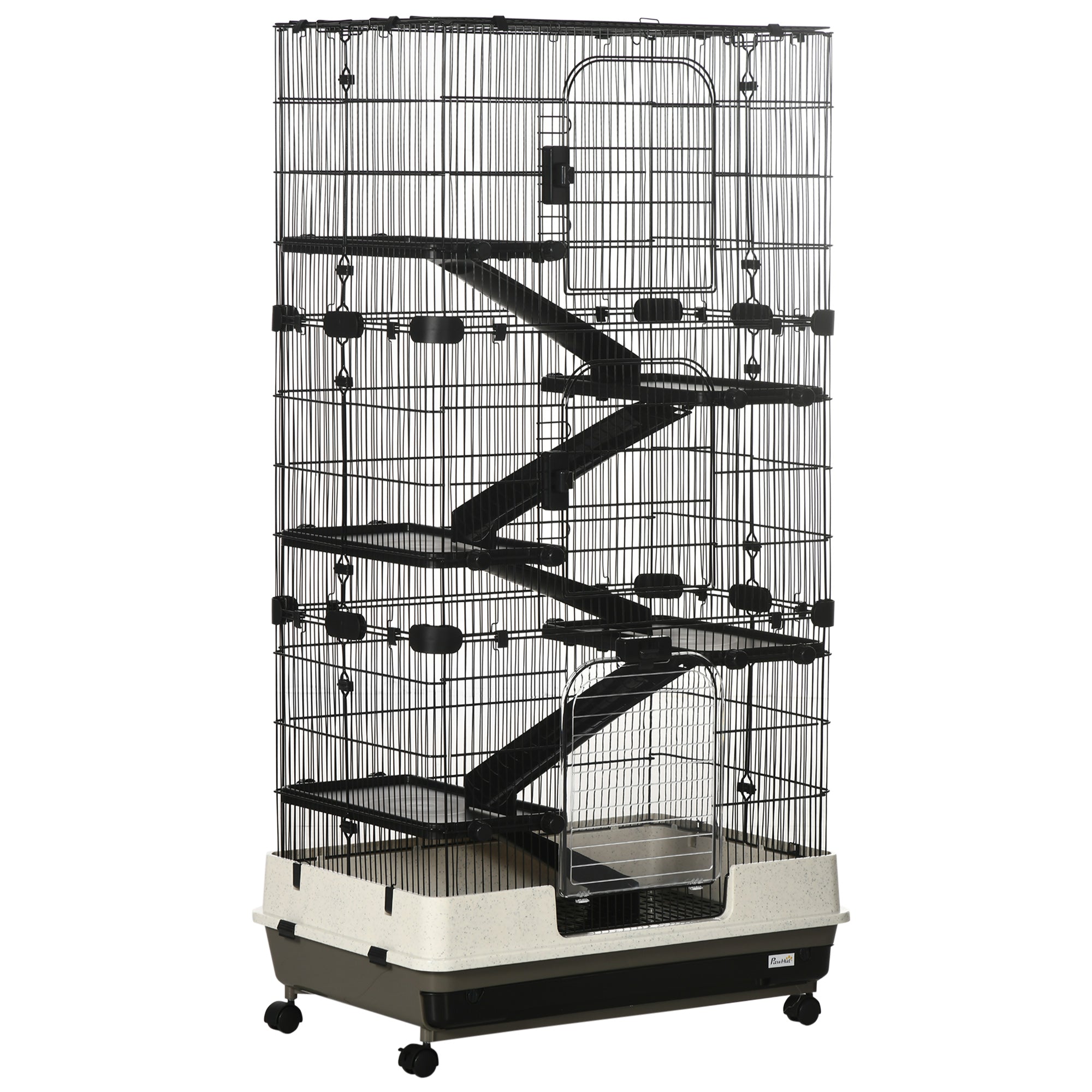 6-tier Platform Rolling Small Animal Cage Rabbit Hutch Pet Play House with Platform, Ramp,Removable Tray. 4 universal wheels (Black) for Bunny Pet Mink Chinchilla Houses & Habitats Black and White at Gallery Canada