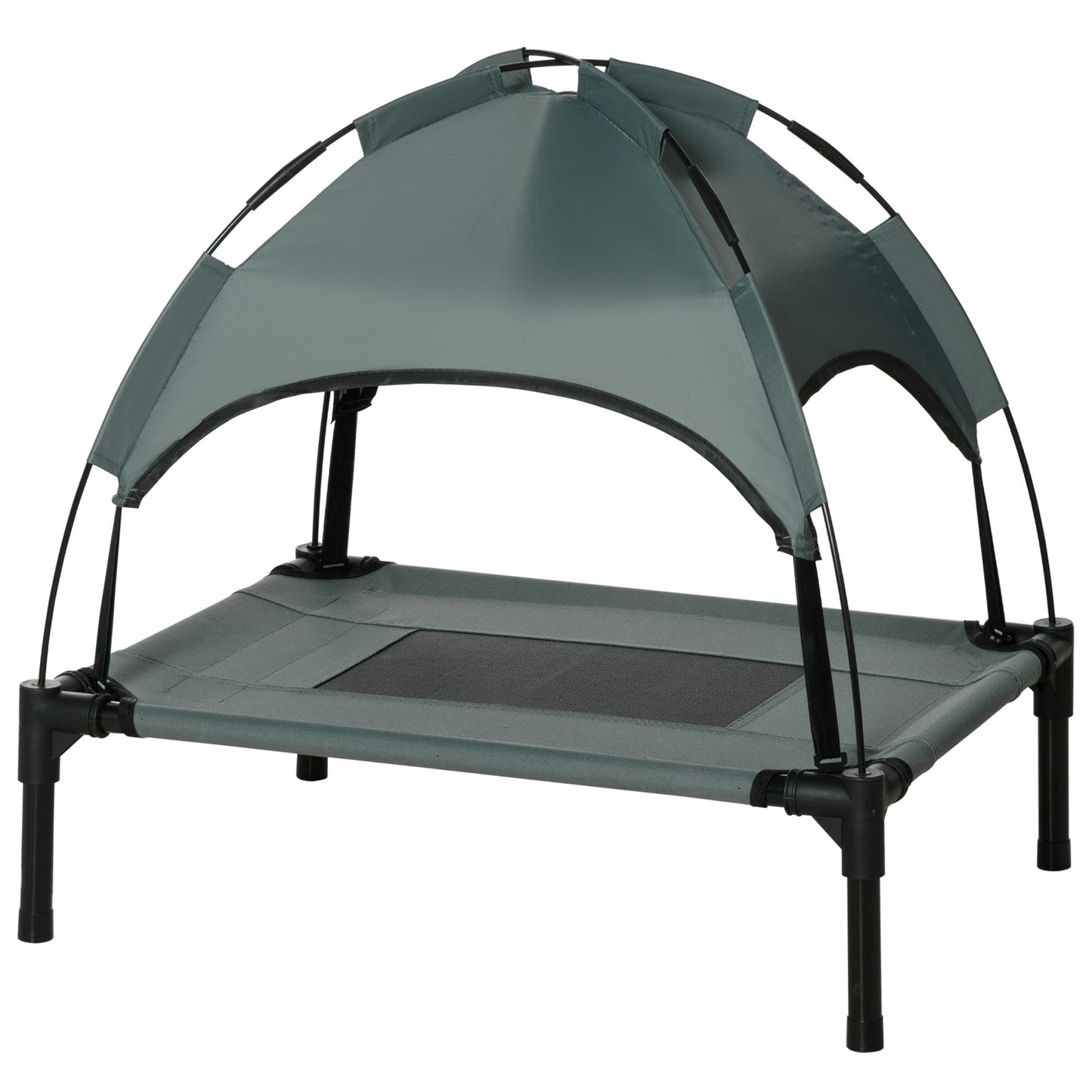 Elevated Cooling Pet Bed Portable Raised Dog Cot with Canopy for Small-Sized Dogs, Grey Elevated Dog Beds Black and Grey  at Gallery Canada