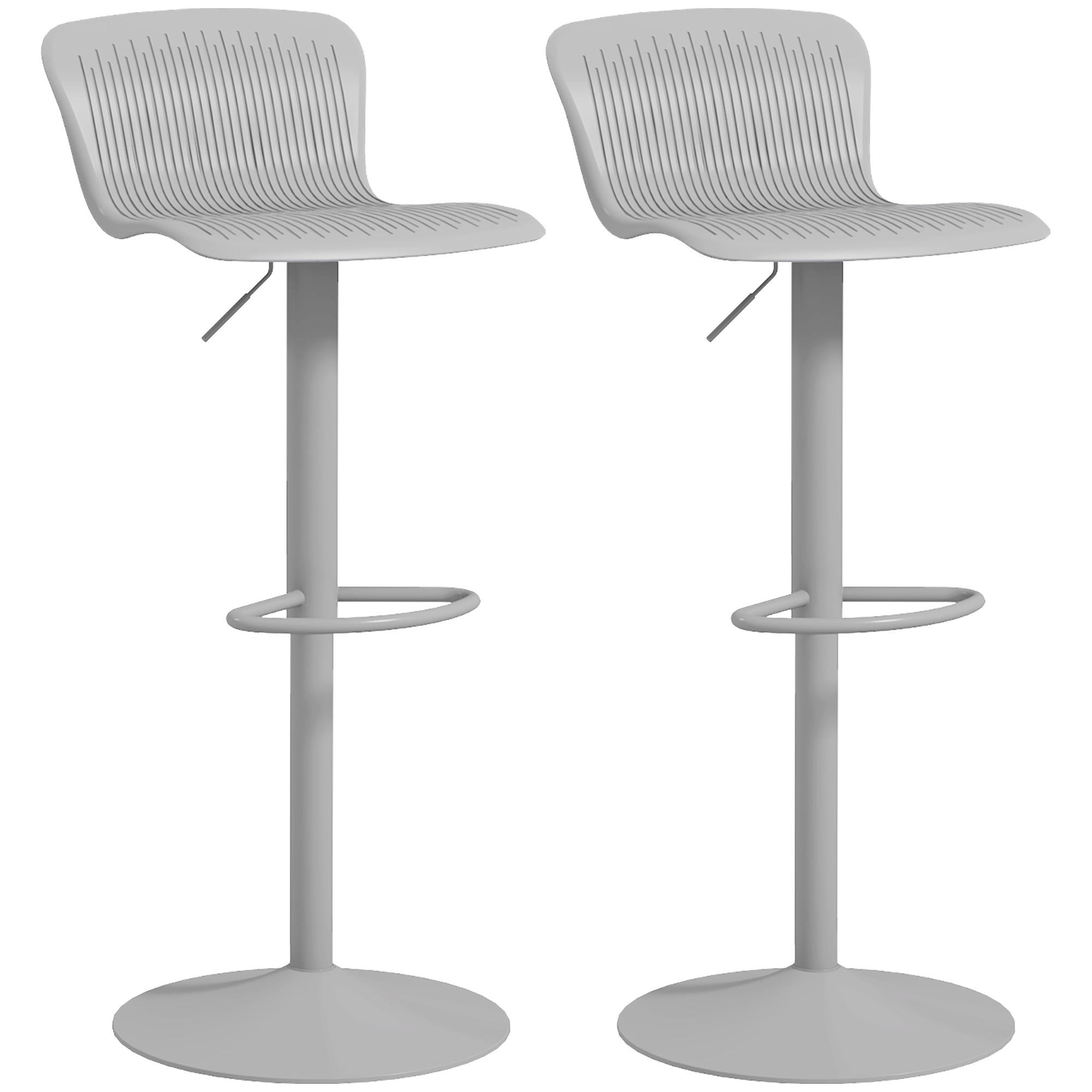 Polypropylene Bar Stools Set of 2, Swivel Barstools with Adjustable Height, Footrest and Backrest, Grey Bar Stools   at Gallery Canada