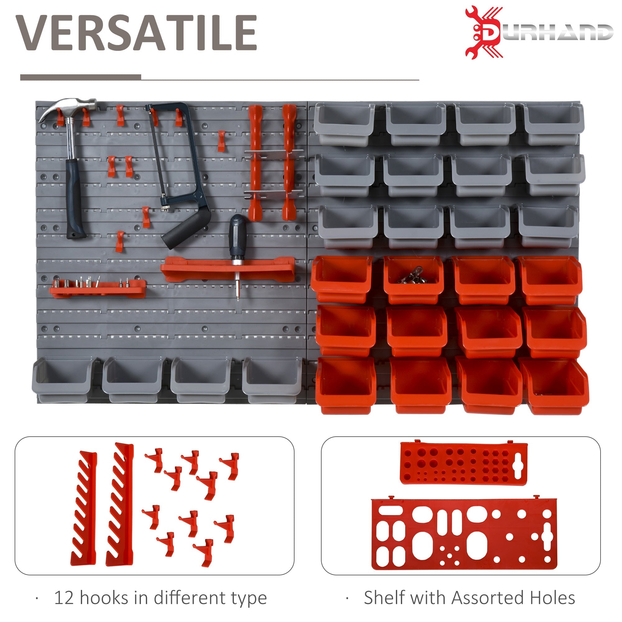 44PC Wall Mounted Storage Bins Parts Rack Kit with Storage Bins, Pegboard and Hooks, Garage Plastic Organizer, Red Tool Organizers   at Gallery Canada