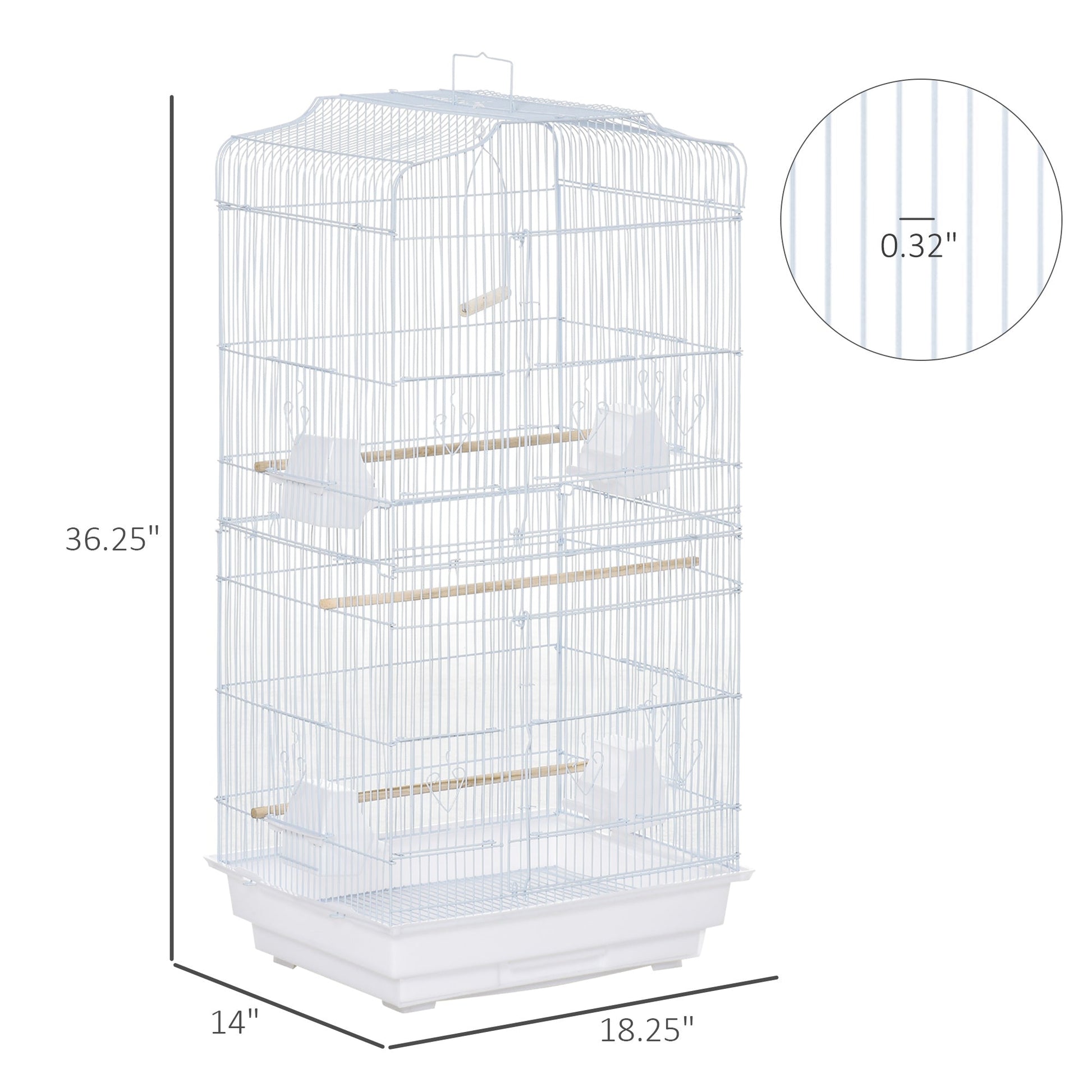 36" Bird Cage, Macaw Play House, Cockatoo, Parrot, Finch Flight Cage, 2 Doors, Perch 4 Feeder Pet Supplies, White Bird Cages   at Gallery Canada