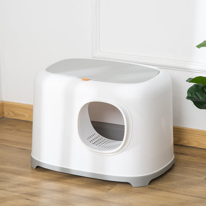 Cat Litter Box with Anti-Sand Tunnel, Scoop, Open Top, Odor Control &; Easy to Clean, White Cat Litter Box Enclosures at Gallery Canada