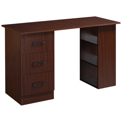 Computer Desk with 3-Tier Storage Shelves, 47 Inches Home Office Desk with Drawers, Study Writing Table, Walnut