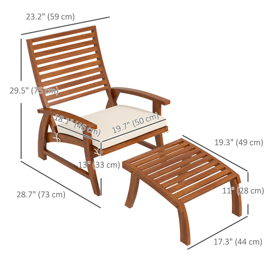 4 PCs Acacia Wood Dining Chairs Set of 4 with Footstool, Cream White Patio Chairs Multi Colour  at Gallery Canada