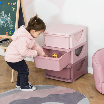 3 Tier Kids Toy Organizer and Storage Bins with 3 Plastic Drawers, Pink Baby & Kids Storage Pink  at Gallery Canada