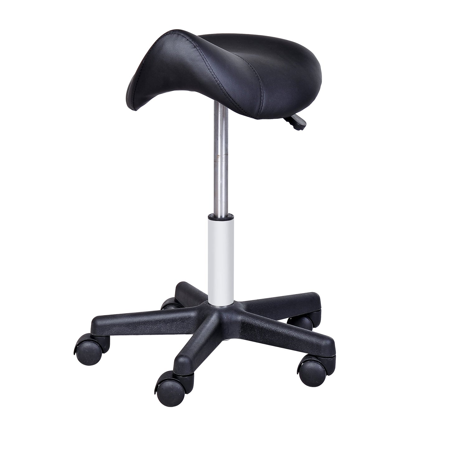 Saddle Stool, PU Leather Rolling Stool with Wheels, Adjustable Salon Chair for Kitchen, Salon Spa, Bar, Home Office, Massage, Black Salon Stools Black  at Gallery Canada