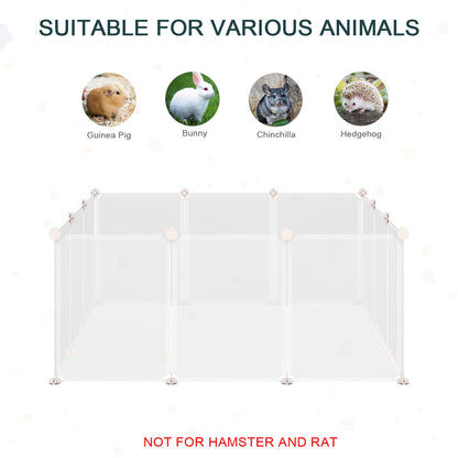 Small Animal Cage Plastic Chinchilla Cage 12 Panels for Bunny Chinchilla Guinea Pig, 18" x 14", White Houses, Kennels & Pens   at Gallery Canada